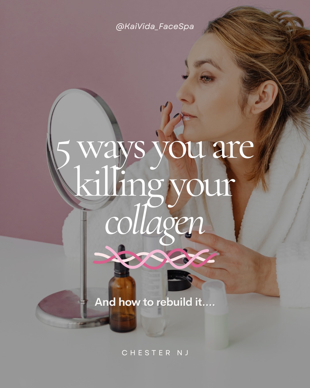 Your skin is telling a story long before wrinkles appear ✨
Collagen loss isn’t just about age — it’s influenced by stress, sleep, UV exposure, inflammation, lifestyle, and even the products you use every single day.
At Kai Vida, we believe healthy skin starts with understanding your skin first. From barrier support and hydration to collagen-focused facials and advanced treatments, our goal is to help you protect, maintain, and support your skin long-term 🤍
Because glowing skin isn’t just genetics… it’s a lifestyle.
#ChesterNJ #MendhamNJ #collagenmask #MorrisCountyNJ #SkinTok