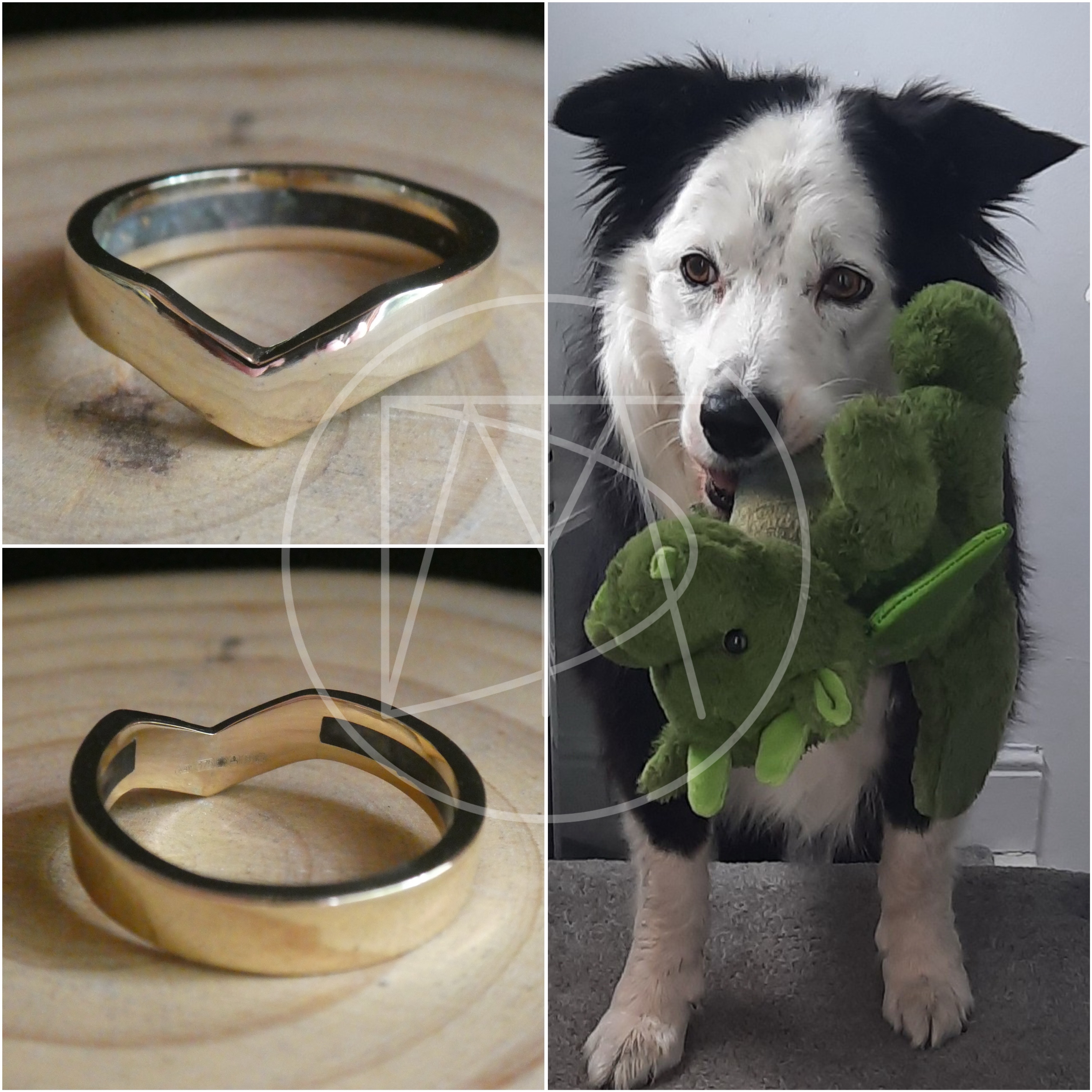 A special request for an inside inlay, but as a wishbone.
This piece was made in memory of Loki, filled with fire snow and molten black opal to match his colours.
#ashesring #petloss #cremationjewellery