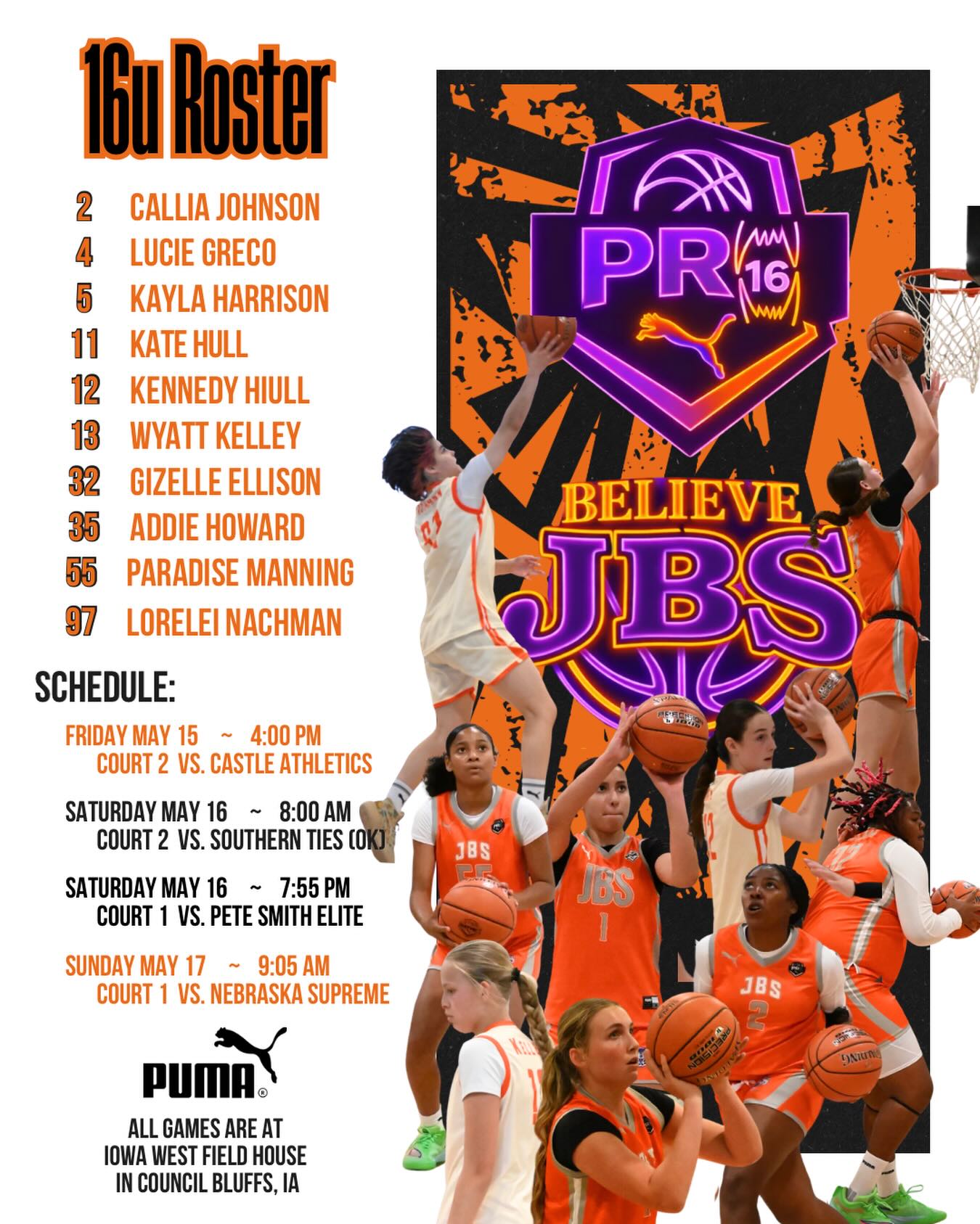 Our 16u Puma Pro16 team is getting ready to make some more noise in Iowa for Session 2! Games start Friday!