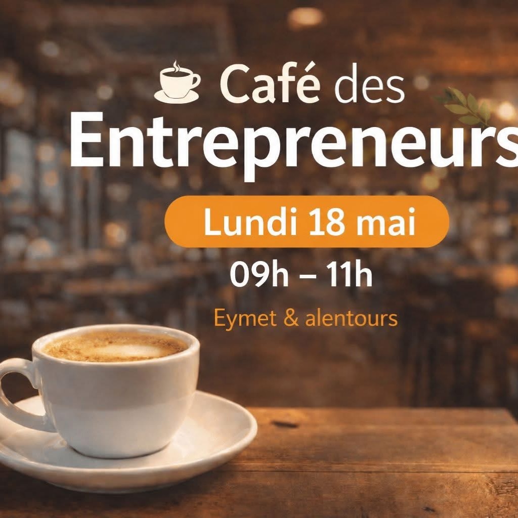 ⚠️ Inscriptions jusque ce samedi soir
Il reste quelques places pour le café de lundi au Le Moulin d’Eymet 😉
Chers entrepreneurs si vous avez envie de partager venez nous rencontrer !
Émilie