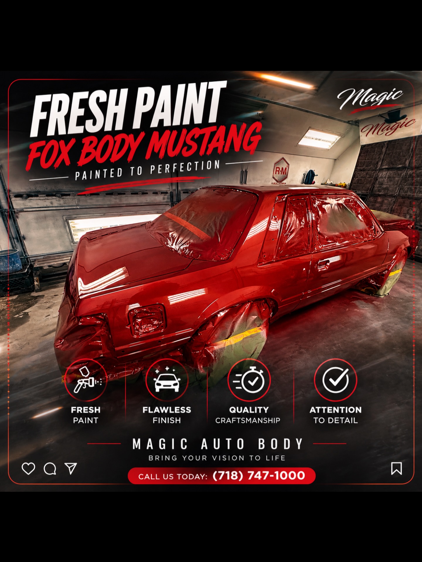 This 1985 Fox Body Mustang has come a long way 👀 Full body work, engine upgrades, and suspension upgrades — all completed in-house. Countless hours have gone into this build, and the best is yet to come. Who’s ready to see the final product? 🔥 #mustang #foxbody #rollinginthe5point0 #fresh #whitestoneny