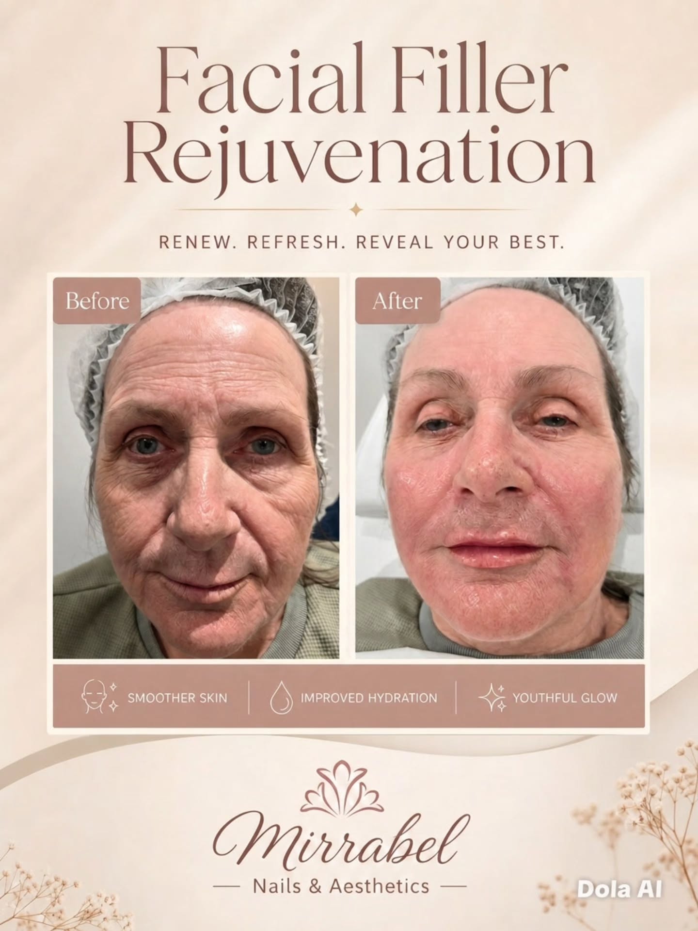 Witness the incredible power of facial fillers at Mirrabel Nails & Aesthetics! ✨
Client achieved a beautifully rejuvenated and refreshed look with softened lines and restored volume.
This stunning before & after showcases the subtle yet impactful transformation that dermal fillers can provide, enhancing natural beauty and boosting confidence.
Ready to rediscover a more youthful you? Contact Mirrabel Nails & Aesthetics today to schedule your personalized consultation and explore how facial fillers can help you achieve your aesthetic goals.
Call to Action:Book your consultation today! 07 894 536 122
Hashtags:#FacialFillers #DermalFillers #BeforeAndAfter #Aesthetics #BeautyTransformation