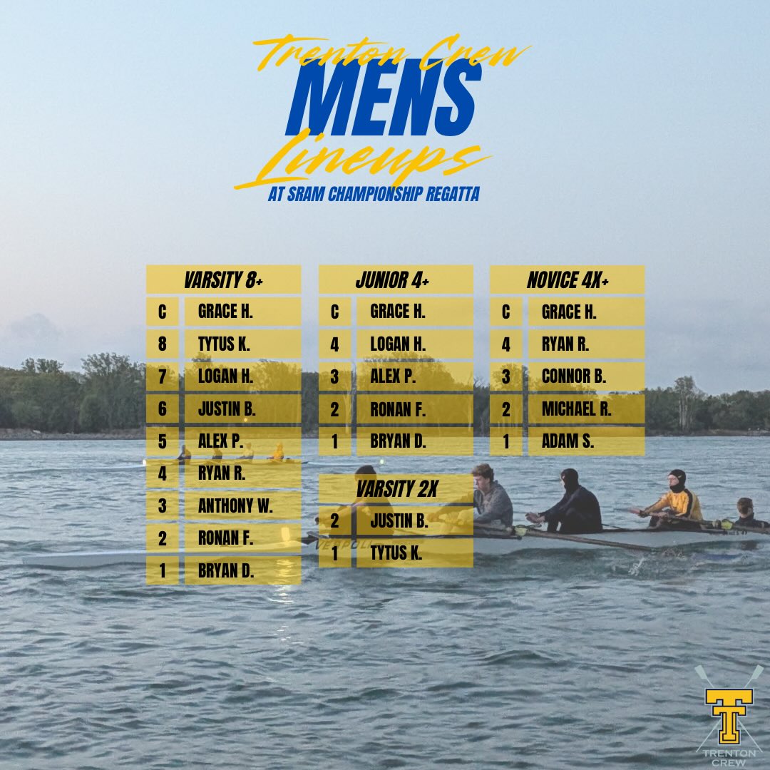 Trenton crew will be traveling to Kent Lake tomorrow for our state championship regatta! 🚣♂️