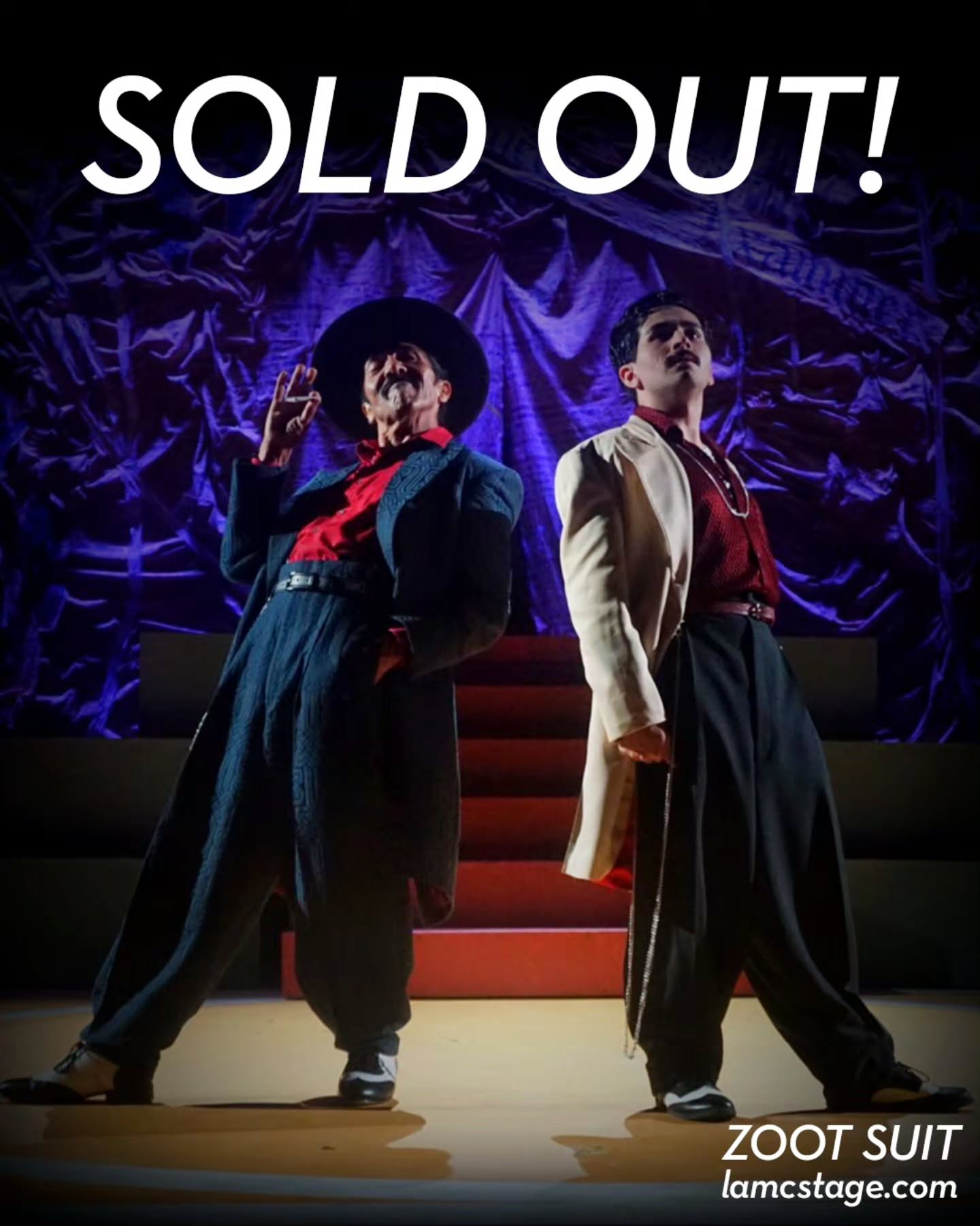🚨All performances of Zoot Suit are sold out!
🚨 There are still wheelchair accessible areas for each performance. Email cucuzzrj@laccd.edu for availability. We will be taking a waitlist before each performance for any seats that open up. The box office and waitlist opens one hour before curtain. 🎟
Thank you to everyone that has supported this production! See you at the show 🌟
LA Mission College Theatre Arts presents “Zoot Suit,” written by Luis Valdez and co-directed by Robert Cucuzza and Raúl Cardona. “Zoot Suit” will be presented May 15-31, 2026 in the AMP Theater on the LA Mission College campus in Sylmar, CA. Tickets start at $10 and can be purchased through www.lamcstage.com. LA Mission College will be hosting a variety of cultural events coinciding with many of the twelve shows. For the performance and event schedule, company list, and information about the show, visit www.lamcstage.com.
#zootsuit #lamissioncollege #collegetheatre #pachuco