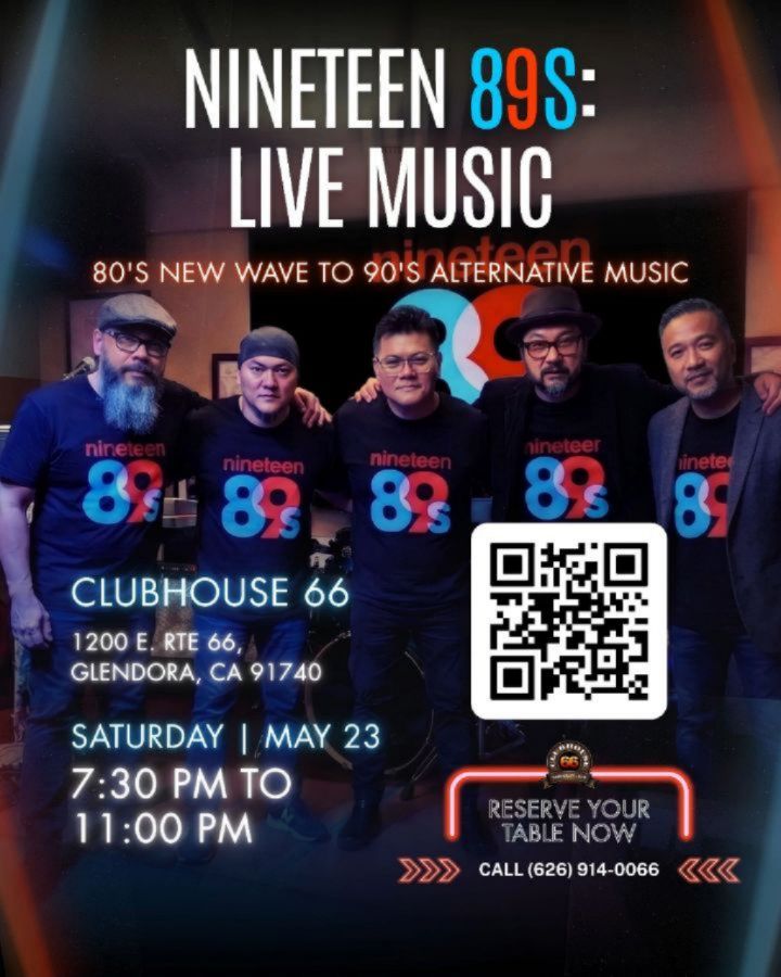 Back to the 80’s & 90’s: Live at Clubhouse 66
🎶 Step back into the golden era of synths, alternative rock, and unforgettable anthems as Nineteen 89s takes over Clubhouse 66 for a night of live music, nostalgic energy, and nonstop vibes. @thenineteen89s
Join us on Saturday, May 23 from 7:30 PM to 11:00 PM for an electrifying performance featuring your favorite 80’s new wave and 90’s alternative hits performed live. Whether you grew up with these classics or just love the atmosphere of retro live music nights, this is the perfect Saturday night out.
Expect great food, drinks, and a packed house as the band brings back the soundtrack of two iconic decades with a high energy set designed for music lovers and nightlife fans alike.
📍 Clubhouse 66
1200 E. Route 66, Glendora, CA 91740
📅 Saturday, May 23
⏰ 7:30 PM to 11:00 PM
☎️ Reserve your table now: (626) 914-0066
Or book your table online here: https://tinyurl.com/y6ehtps5
Please note: Claiming a free ticket does not reserve a table. Tables are limited and must be reserved by calling ahead or booking online.
Tables are expected to fill quickly, so early reservations are highly recommended.
#Clubhouse66 #Glendora #BandNight #Nineteen89s #GlendoraNight