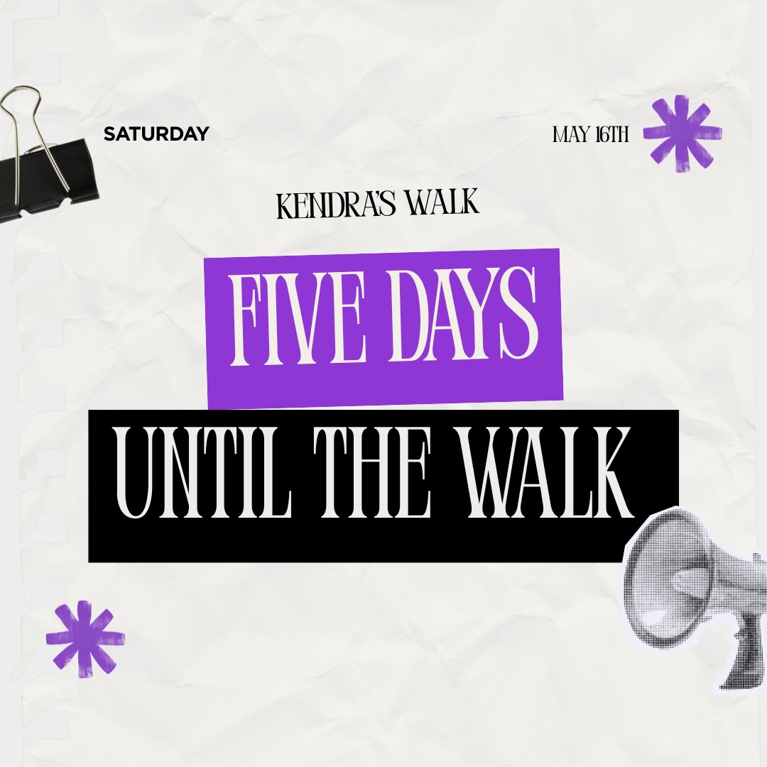 FIVE DAYS UNTIL THE WALK!! 💟
We are so excited to share the thrilling activities and incredible speakers we have planned for the week of the walk! We can't wait to see you there! #kendraswalk