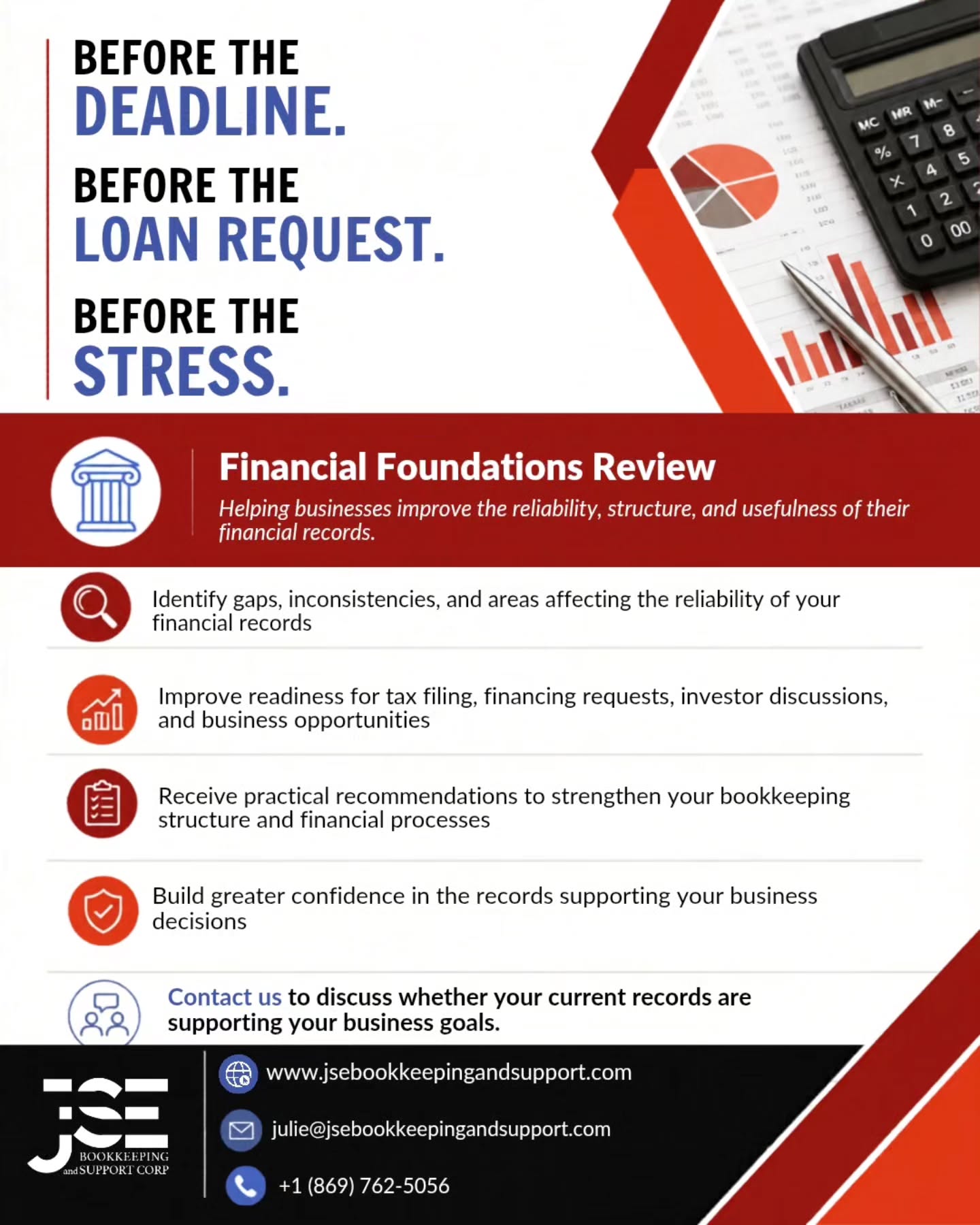 Stop the scramble before it starts. 🛑
Whether you’re eyeing a new loan, prepping for tax season, or talking to investors, your financial records need to tell the true story of your business. If your numbers feel "off"—like income appearing higher than it should due to double-counting—it’s time for a reset.
A Financial Foundations Review will help!
.
.
.
#Bookkeeping #smallbusinesssupport #financialclarity #businessgrowth