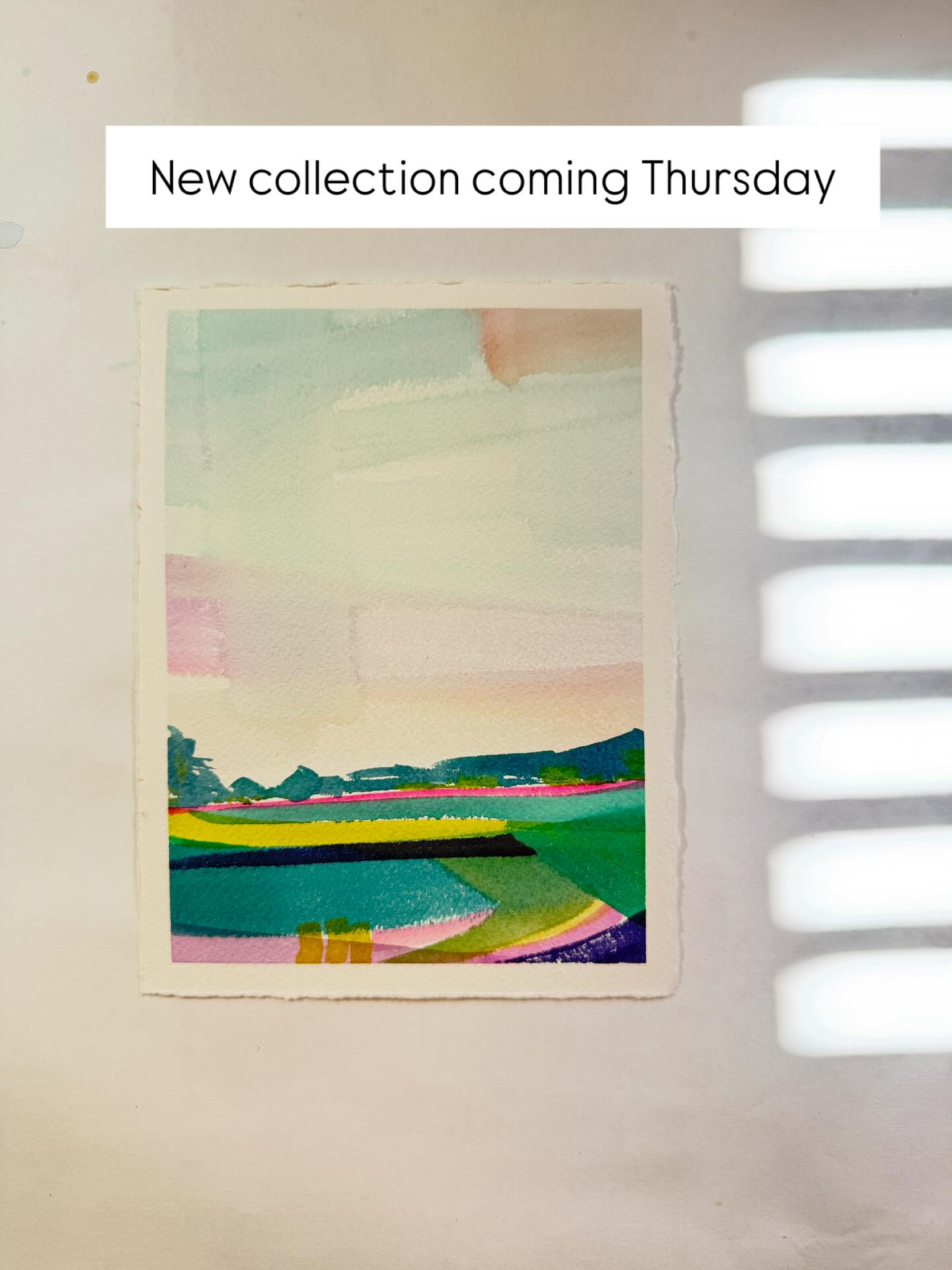 I love how a frame and a mat elevates a painting. (Okay and that sunshine!) 🌞 Tomorrow there will be ten 5x7 paintings available in my shop. These are little landscapes that add a perfect pop of color to a bookshelf or a wall. Stay tuned tomorrow for all the details.
.
#artforyourwalls #abstractlandscapes #modernwatercolor #pnwartist #camaswashingtonartist