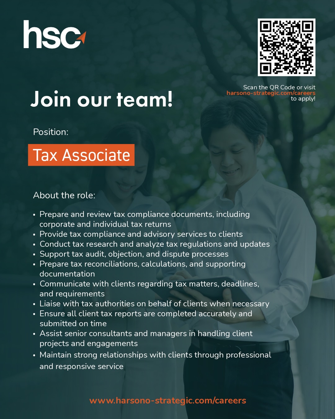 Join our team! HSC is looking for talented individuals eager to grow in a dynamic and collaborative professional environment. Build your future alongside dedicated professionals committed to continuous learning and excellence.