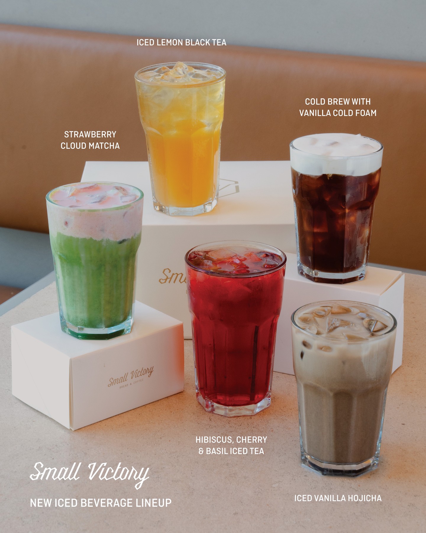 When you’re ready to switch from hot to iced, here’s our lineup:
🧊Hibiscus, Cherry & Basil Iced Tea
🧊Strawberry Cloud Matcha
🧊Iced Vanilla Hojicha
🧊Iced Lemon Black Tea
🧊Cold Brew with Vanilla Cold Foam
One of these is about to be your new go to.
#SVBakery #SmallVictoryBakery #IcedBeverages