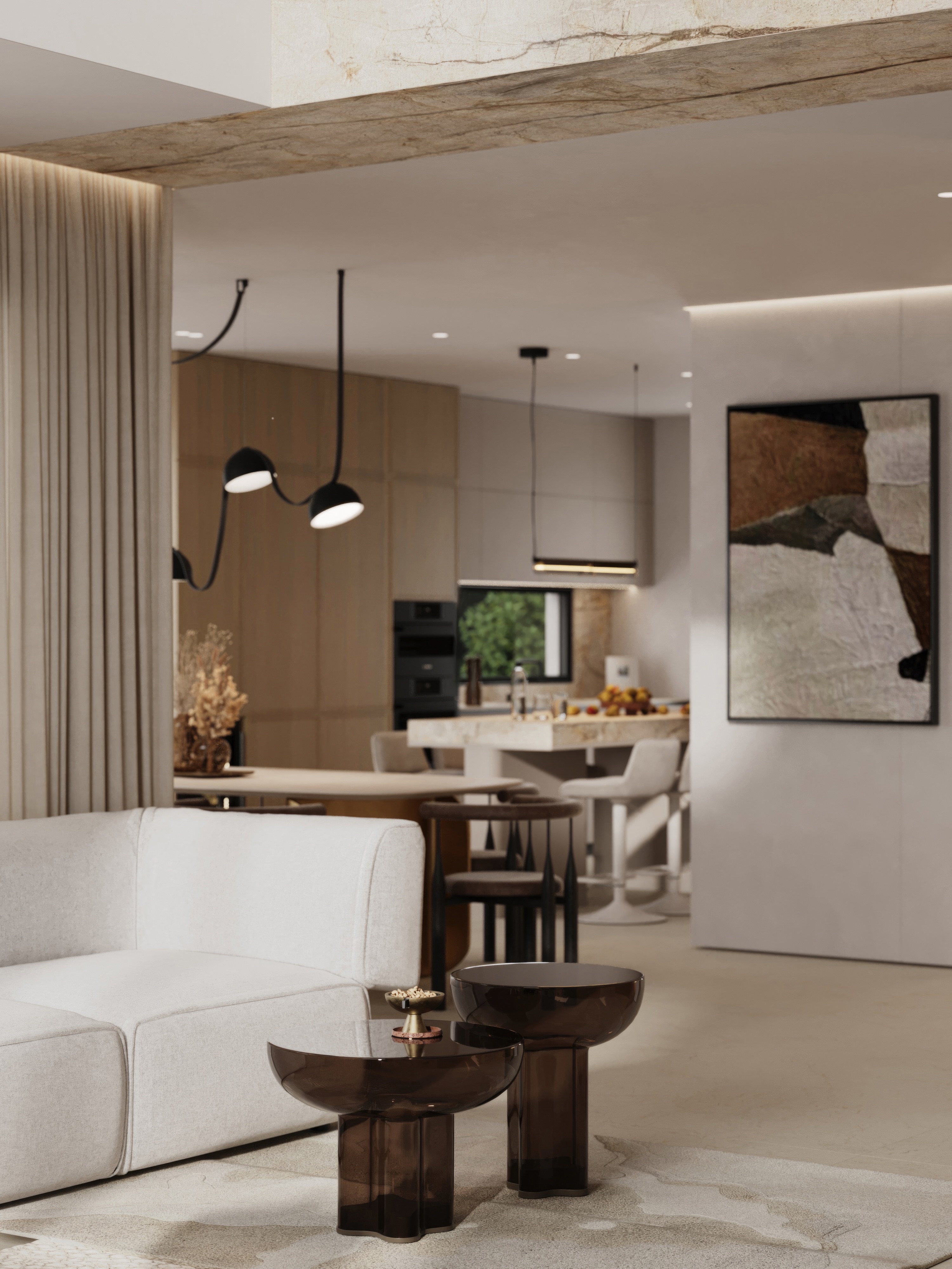 Soft neutrals, natural stone, warm oak and sculptural lighting - a home designed to feel calm, refined and effortlessly inviting.
This interior balances clean architectural lines with rich textures and subtle contrasts, creating a timeless space where every detail feels intentional.
From the double-height living room to the custom kitchen and elegant entryway, the design is centered around warmth, comfort and understated luxury.
______________________
•design-project “Golden Hour”
•#did_goldenhour
•design: @design.in.details
•location: Alexandroupoli, Greece
______________________
📩DM to begin your design journey with us
#luxuryinteriordesign #houseinteriordesign #interiordesignstudio #livingroomdesign
