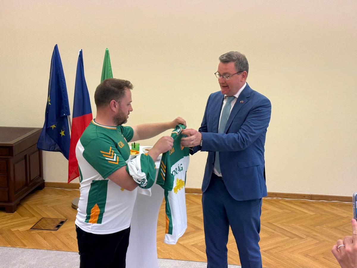 🇮🇪🏐 Proud Moment for Prague Kids GAA! 🏐🇮🇪
On Tuesday 12th May, we officially launched the brand new Prague Kids GAA 2026 Jersey at the beautiful Irish Embassy in Prague.
We were honoured to welcome His Excellency Alan Gibbons and his team, who delivered a motivating and inspiring speech about the incredible growth of the Gaelic sports community here in Prague and across Central Europe.
The evening was a fantastic celebration of community, sport, culture, and the bright future of our young players. A huge thank you to everyone who attended and to the Irish Embassy for hosting this special occasion.
The future is looking very bright for Gaelic Games in Prague! 💚🤍🧡
If you are interested in joining the Prague Kids GAA, please contact Clive Allen on +420 776 205 779
#PragueKidsGAA #GAA #GaelicGames #Prague #IrishInPrague Community YouthSport IrelandAbroad