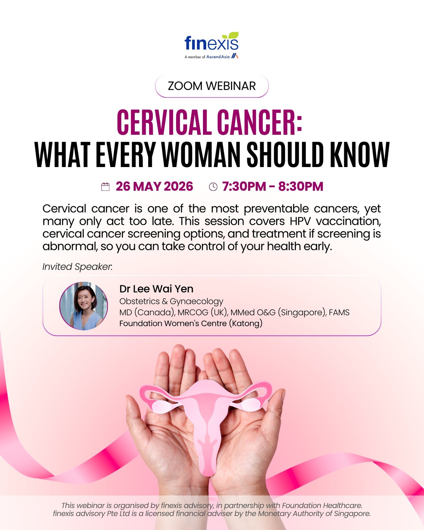In line with Women Health Awareness Month this May, we’re hosting a short webinar on cervical cancer — covering prevention, screening, and what to look out for. Let us know in the comments if you'd like to join in! #finexis #TeamGGO #cervicalcancer