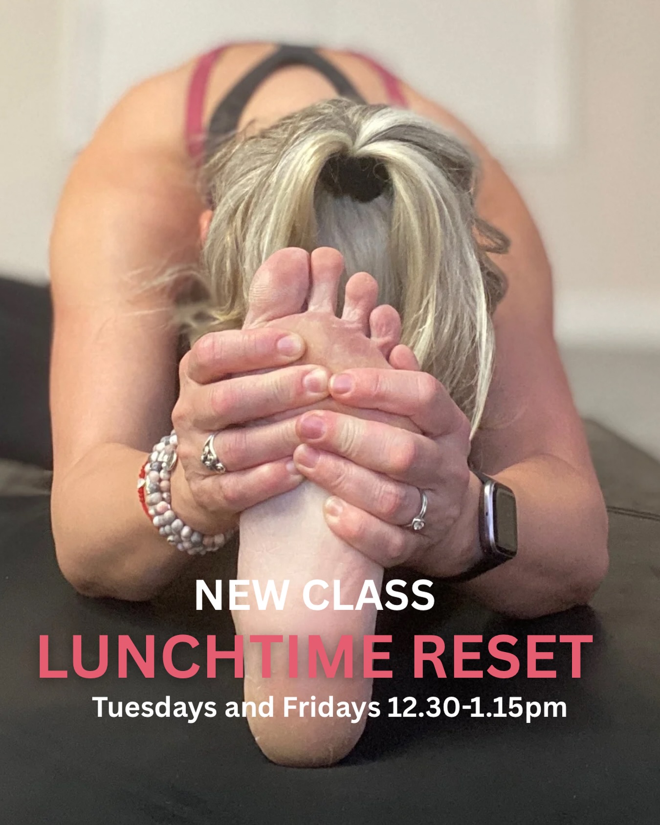 Your body was never designed to spend hours folded over a desk, holding stress in your shoulders, jaw and hips while your mind races onto the next thing.
This class is your Reset button!
45 minutes to breathe deeper, move your spine in every directions, wake up sleepy muscles, release tight hips and shoulders and give your nervous system a chance to come back into balance.
We’ll flow, stretch, strengthen, breathe and soften - leaving you feeling clearer, lighter. More energised and far less ‘desk shaped’.
Because sometimes the most productive thing to do is step away for a moment and come back to yourself.
✨Reset Tuesdays and Fridays 12.30-1.15pm : 45 mins to reset body and mind.
Available to book on the app or website now.