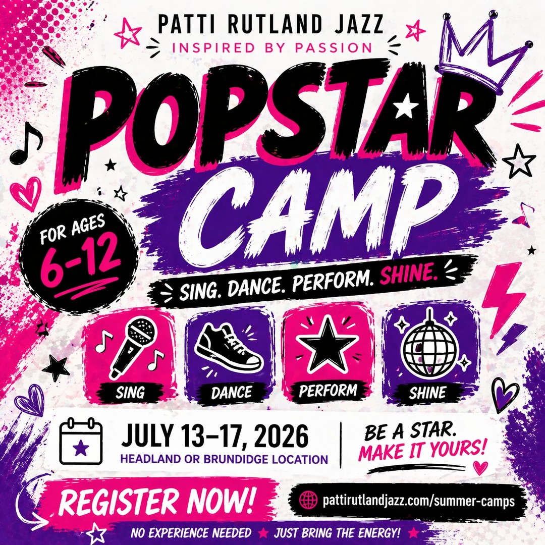 Confidence starts here.
Popstar Camp is more than just fun—it helps kids come out of their shell, make friends, and feel proud of themselves.
They’ll sing, dance, perform, and leave the week feeling like a STAR.
And if last year taught us anything… they won’t want to leave.
📅 July 13–17, 2026
📍 Headland or Brundidge Location
👧 Ages 6–12
Register now by clicking the link in our bio!
#PRJ4Ever #pattirutlandjazz #PopstarCamp #ConfidenceForKids #DanceCamp #SummerFun #HeadlandAL #BrundidgeAL #DothanAL #MomLife #KidsActivities #CreativeKids #Performers #DanceLife #FunForKids