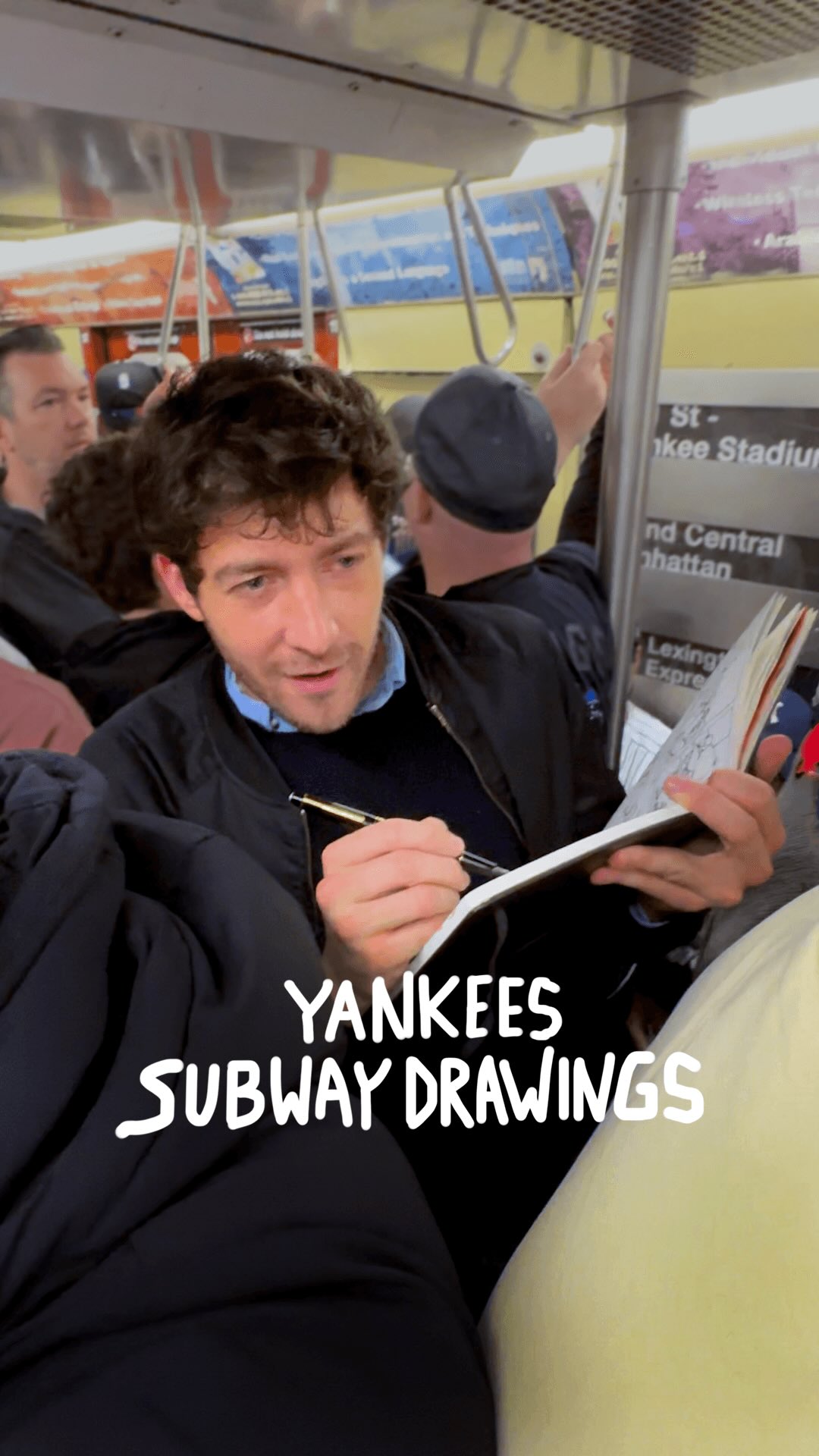 Quick throwback to some insane drawings on the way to The Bronx to see the @yankees #mysketchbook #subwaydrawings #yankees