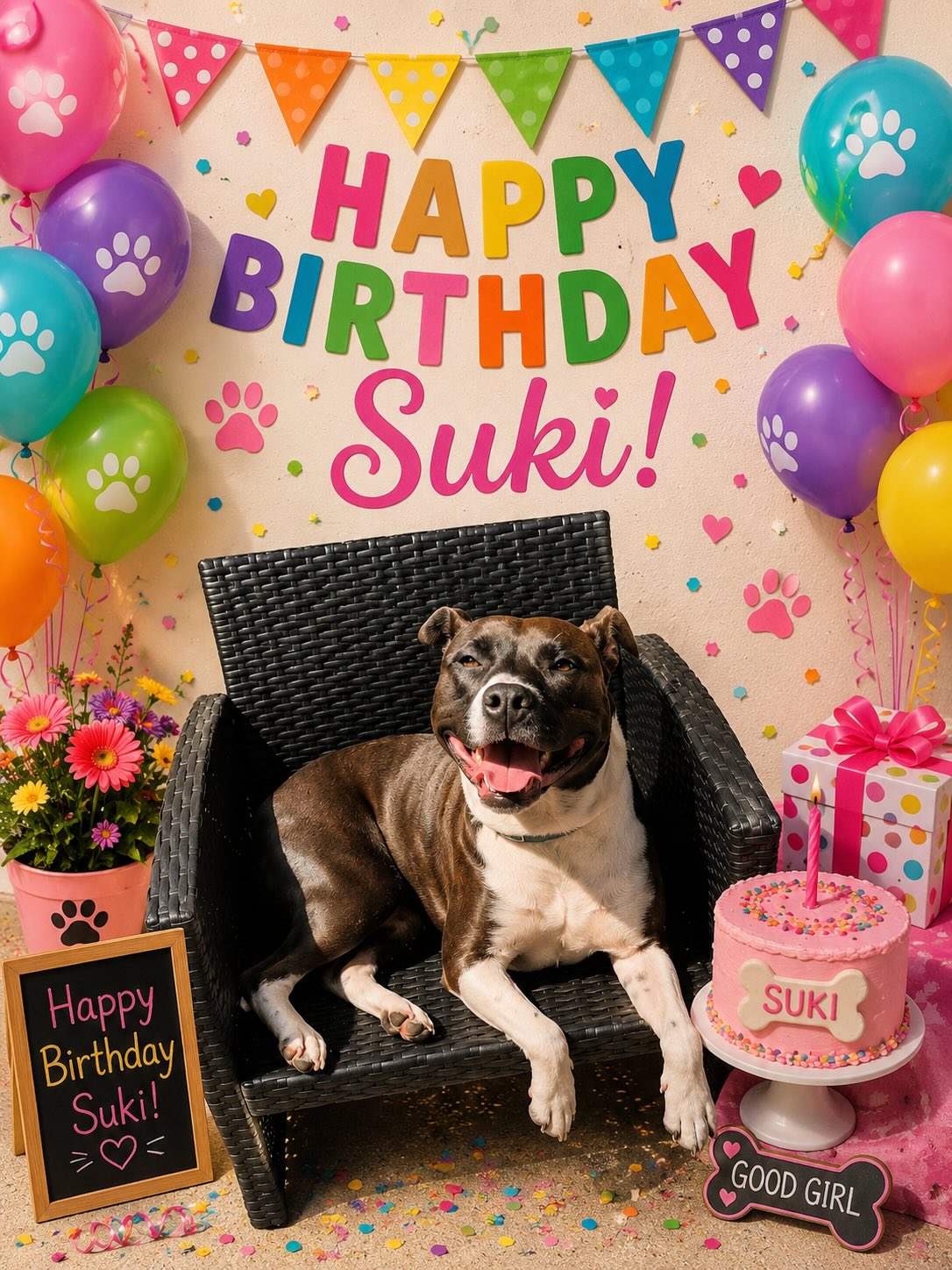 Happy birthday to my crazy funny girl Suki we love youuuuu ❤️🐾#badass😍