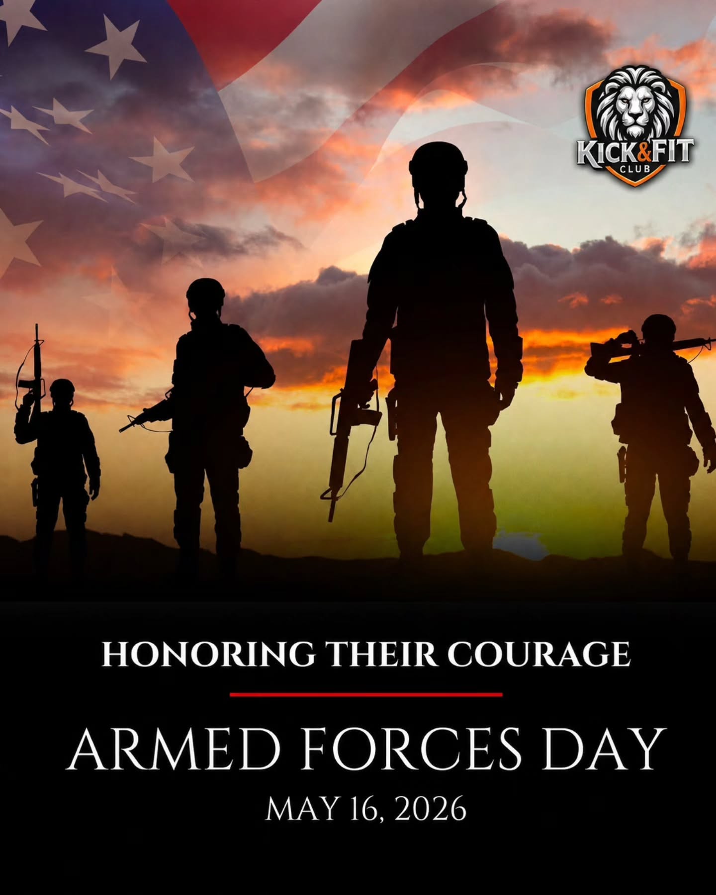 Today, we honor the brave men and women who have served and continue to serve our country. đșđž
From all of us at Kick & Fit Club, thank you to our members, friends, and families in the Armed Forces for your courage, sacrifice, discipline, and commitment to protecting our freedom.
Your strength inspires us every day.
We are proud to stand behind those who stand for this nation. â€ïžđ€đ
Happy Armed Forces Day!
#ArmedForcesDay #ThankYouForYourService #KickAndFitClub #HonorAndRespect #USA