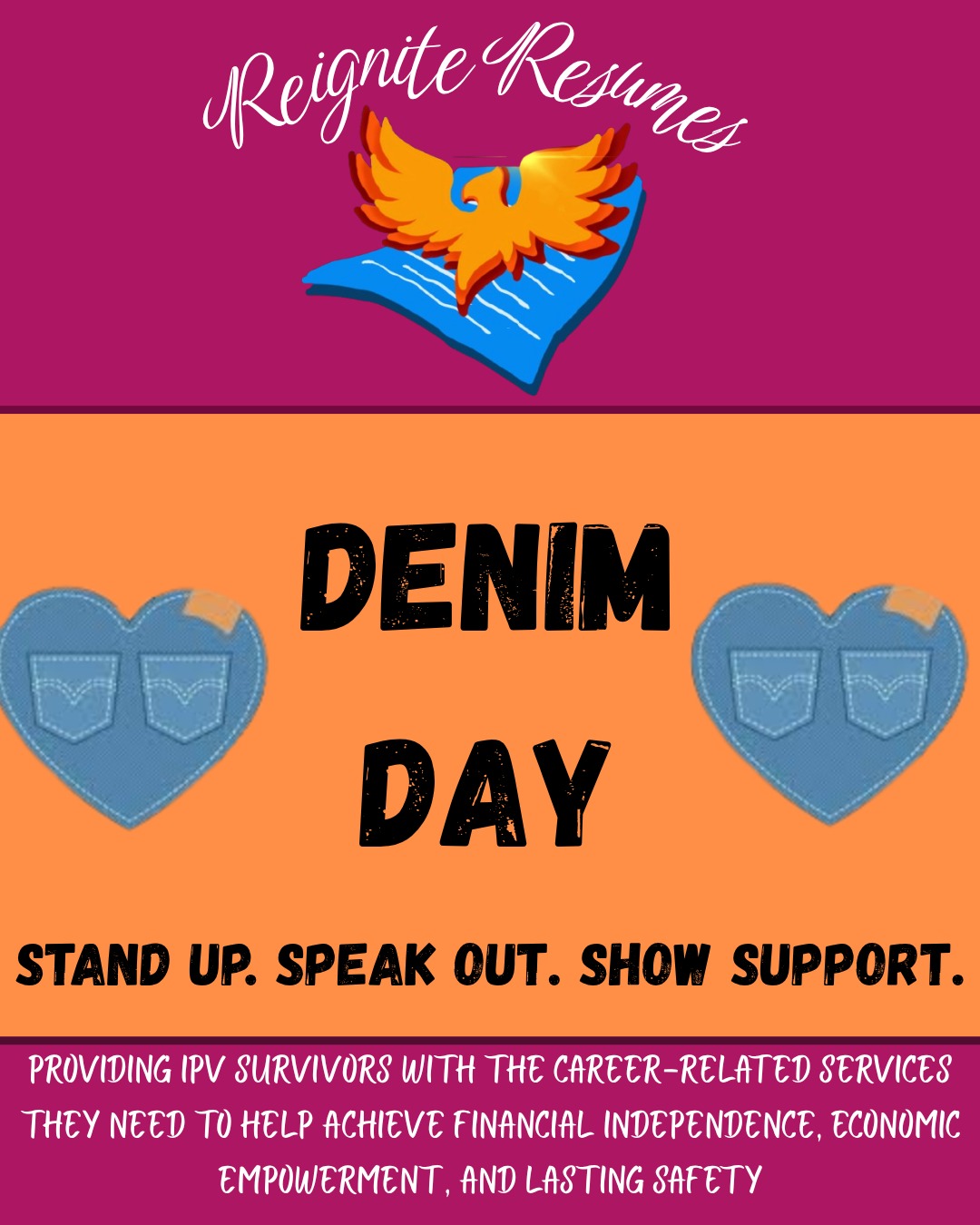Denim Day has become a global movement, raising awareness about sexual violence and challenging victim-blaming.
Check out our post as we recap Denim Day 2026 and look ahead to 2027. 🫶🫶🫶
#reigniteresumes #npo #nonprofit #youthled #femaleled #resume #resumes #recruitment #domesticviolence #ipv #youthleaders #youthleadership #jobs #careers #employment