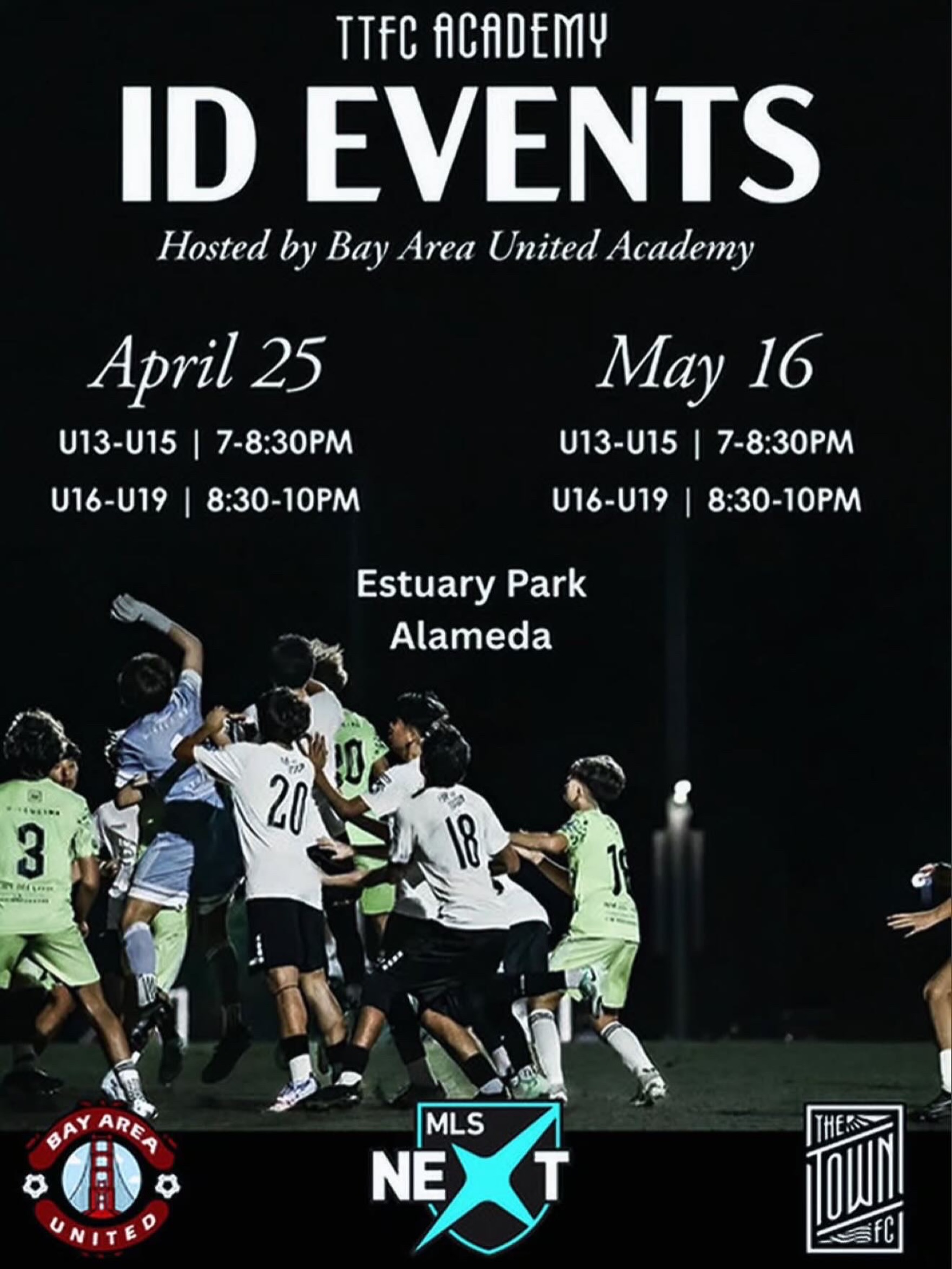 Hi Bay Area United families, your last chance for this upcoming MLS next season tryout!
Event Details:
- Date: May 16
- Location: Estuary Park (Alameda)
- U13-U15: 7:00 - 8:30 PM
- U16-U19: 8:30 - 1000 PM
These events are ideal for players who are:
- Looking to challenge themselves in a more competitive environment
- Interested in exploring higher-level development pathways
- Ready to train and be evaluated by professional academy staff
Sessions will be led by TTFC Academy coaches, in partnership with our own coaching staff, and with a focus on both performance and long-term potential.
If your player is interested in participating, please register in our bio!
We are proud to continue creating meaningful opportunities for our players and host events that connect our community to the next level of the game.