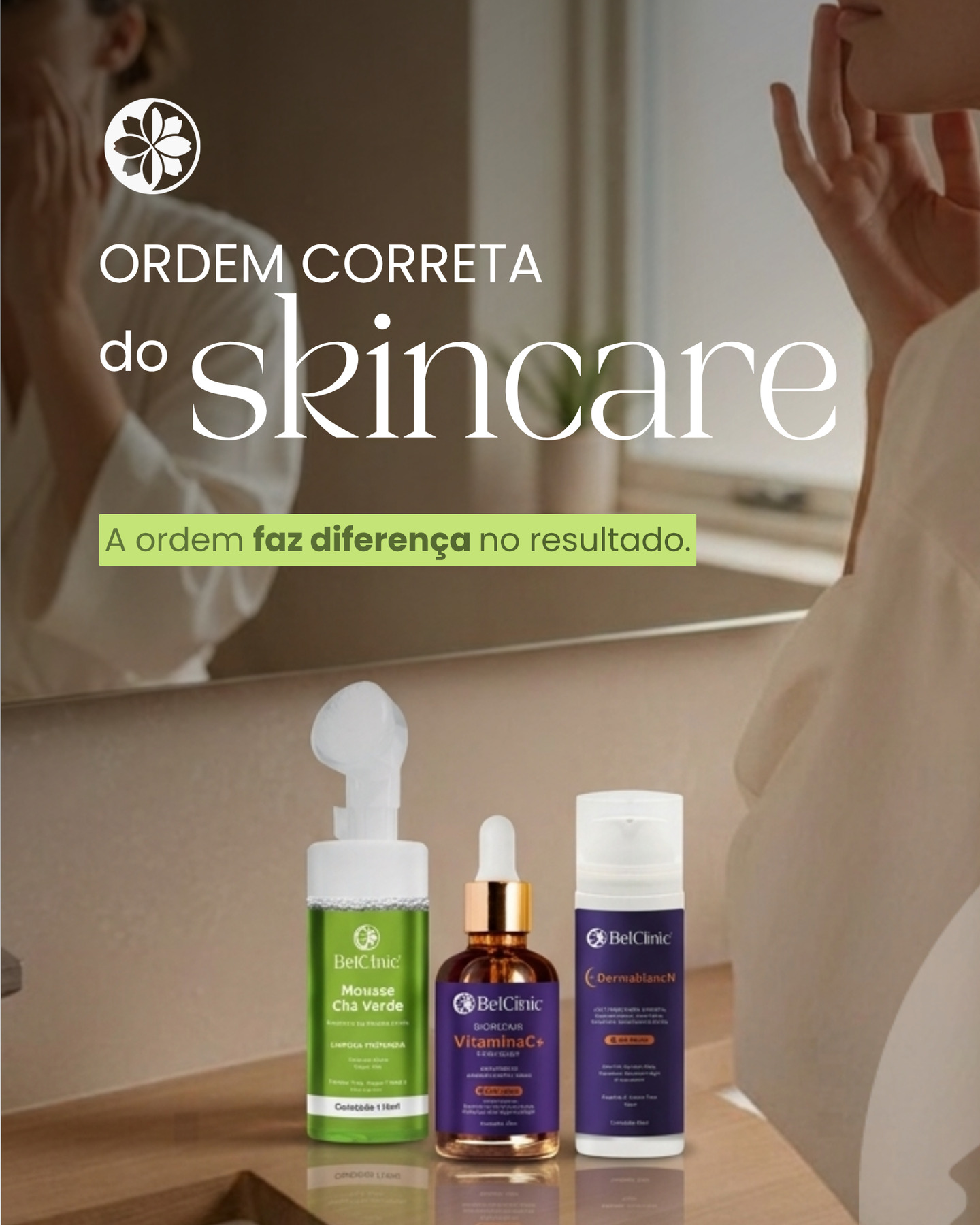 A ordem dos dermoativos na rotina influencia diretamente na forma como a pele responde ao tratamento.
Tudo começa com a limpeza, utilizando itens como a Espuma de Limpeza ou o Mousse Chá Verde, que removem impurezas e preparam a pele.
Na etapa de tratamento, entram os ativos que atuam de forma mais profunda. A Vitamina C contribui para a luminosidade e uniformização, enquanto o Dermablanc N auxilia no cuidado com manchas.
Por fim, a hidratação mantém o equilíbrio da pele e ajuda a sustentar os resultados ao longo do tempo.
Uma rotina bem estruturada potencializa os efeitos dos ativos e melhora a resposta da pele.
💬 Quer ajuda para montar a sua rotina ideal? Comenta ROTINA que nossa equipe te orienta. 💚