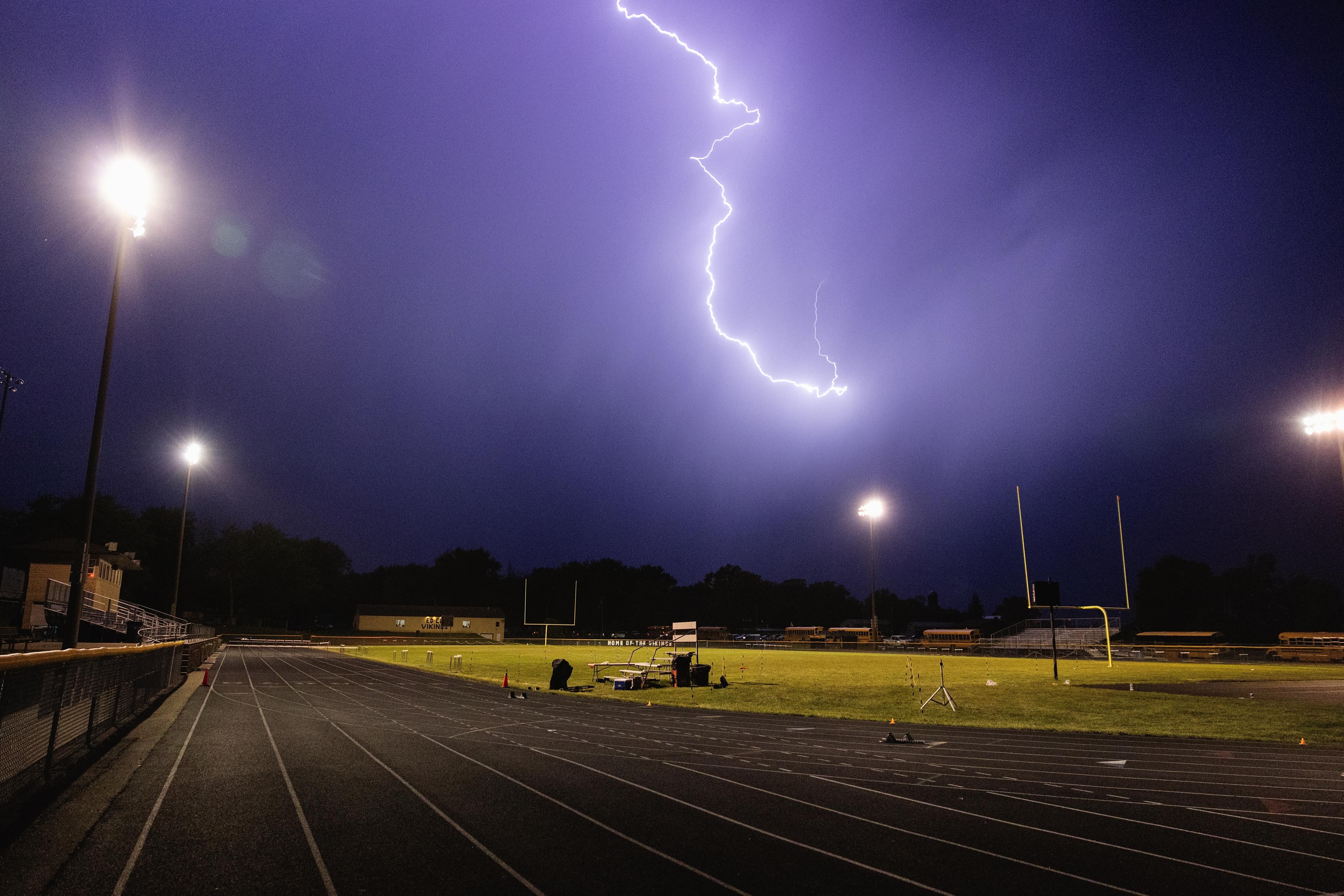 Lightning delay at district track in Edgewood. #iatrack