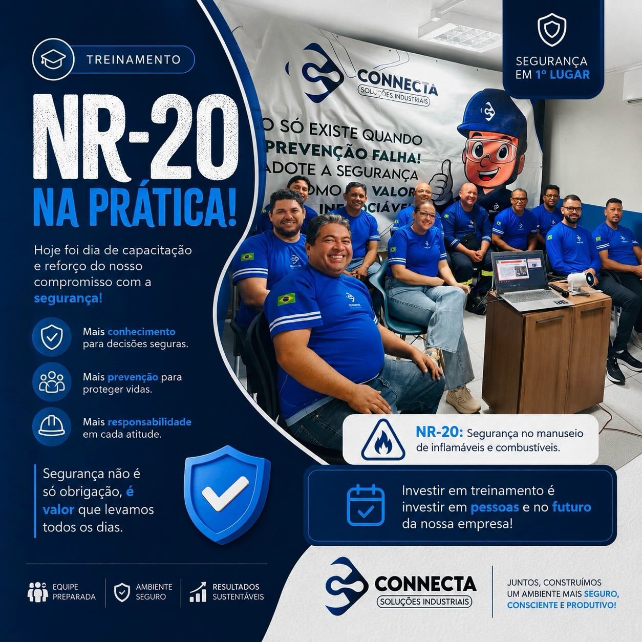 ⚠️ Segurança, responsabilidade e capacitação caminham juntas!
@instituto_imatece_
Hoje foi dia de treinamento NR-20 com os colaboradores da Connecta Soluções Industriais, reforçando a importância da prevenção, do manuseio seguro de inflamáveis e combustíveis e das boas práticas no ambiente de trabalho. 👷♂️📚
Investir em conhecimento é investir na segurança de toda a equipe. Seguimos comprometidos em construir um ambiente cada vez mais seguro, preparado e consciente. 💙
#connectasoluções #nr20 #segurançadotrabalho #treinamento #indústria