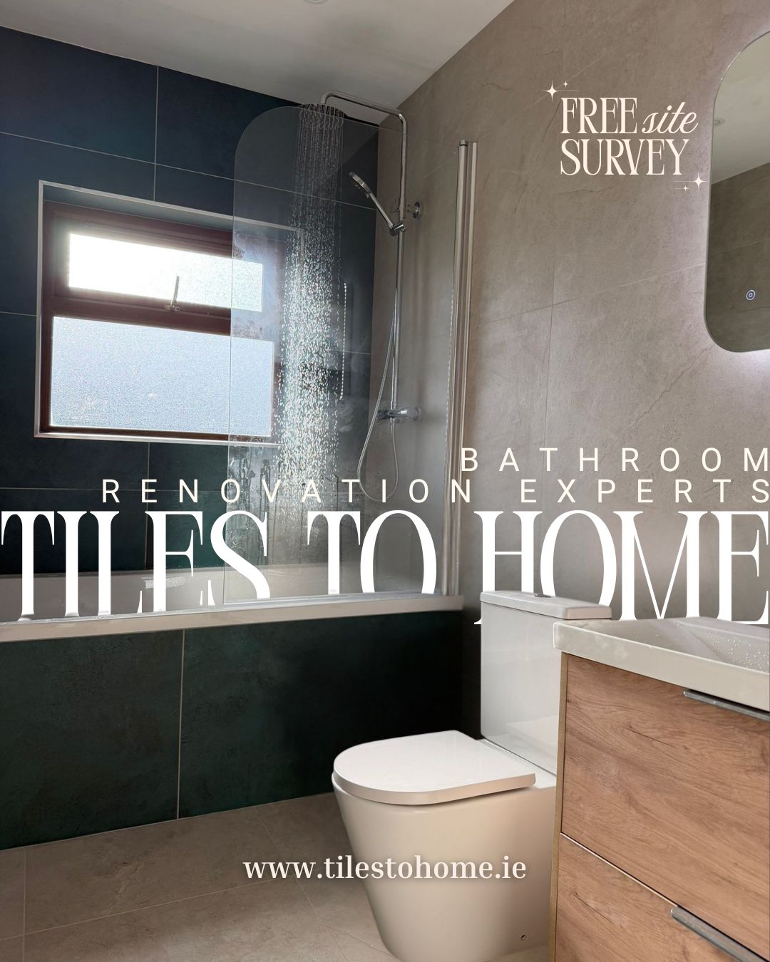 A space designed to feel as good as it looks β¨
This bathroom combines a striking emerald 60x120 feature wall with soft ivory tiles to keep the room bright and balanced. The wood-effect vanity brings warmth and a natural finish, creating a timeless look that will last for years to come.
We offer free site surveys to help plan your space from start to finish β making the whole process that bit easier π
Designed and supplied by us, with installation by @bashirenovations_cork π§
Thinking about upgrading your bathroom? Get in touch.
#bathroomdesign #bathroomrenovation #irishhomes #corkhomes #renovationireland #interiordesignireland #featurewall #emeraldtiles #largeformattiles #60x120tiles #modernbathroom #irishinteriors #homerenovationireland #bathroomideas #corkireland #bathroominspoireland