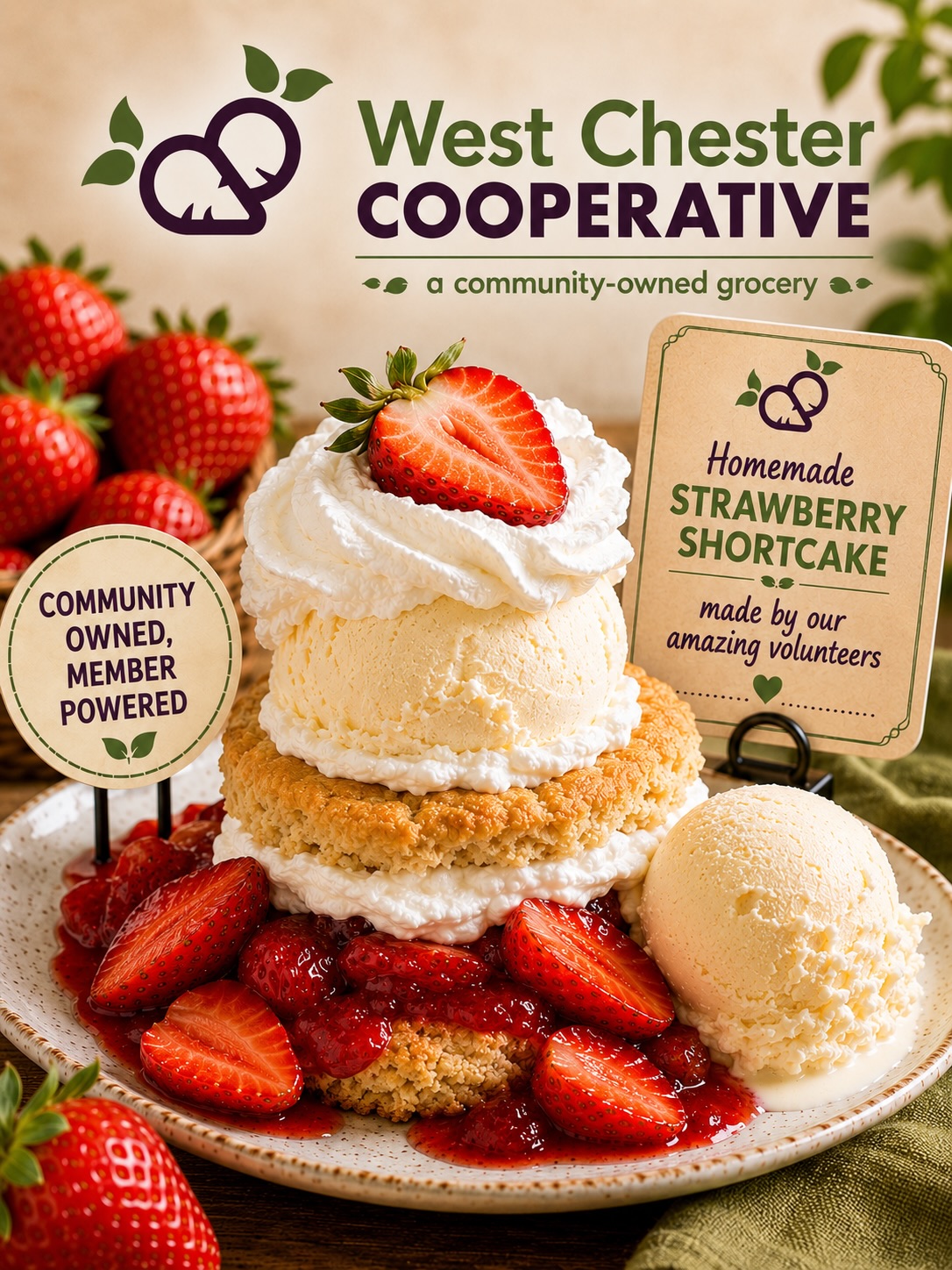 🍓🎶 Porchfest + Strawberry Shortcake = the PERFECT combo 💚💜
Tomorrow the West Chester Co-op will be at West Chester Porchfest serving up homemade strawberry shortcake made by our amazing volunteers. 🍰✨
Stop by, say hello, and enjoy a sweet treat while soaking in all the incredible music and community vibes around town.
📍 Find us at:401 West Union St.
Community Owned • Member Powered 💚
#WestChesterCoop #Porchfest #CommunityOwned #MemberPowered #SupportLocal