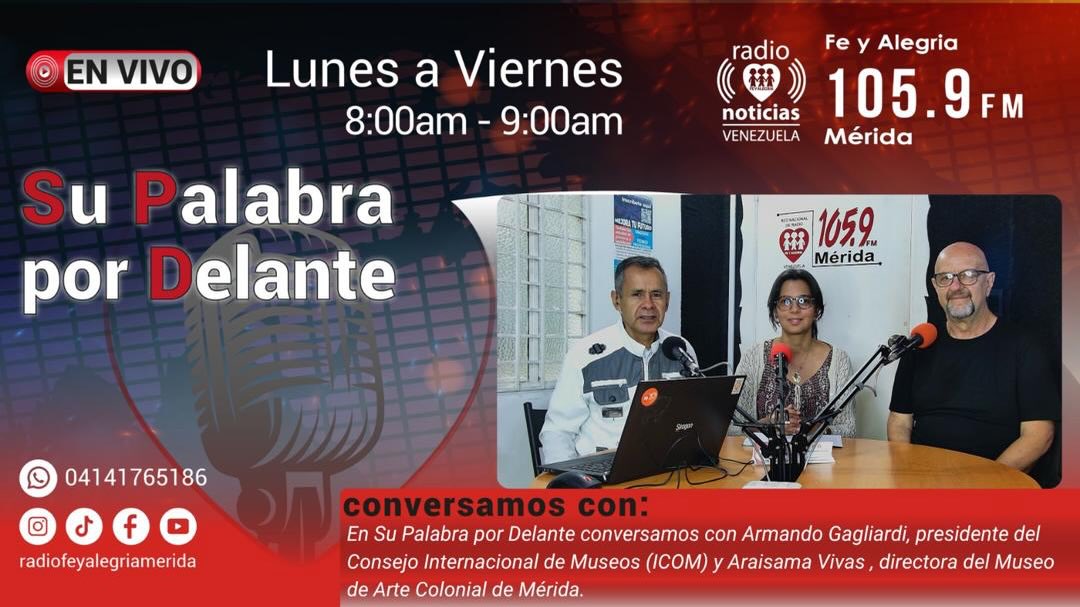 🎙️ En Su Palabra por Delante conversamos con:
🏛️ Armando Gagliardi – Presidente del Consejo Internacional de Museos (ICOM Venezuela)
🖼️ Araisama Vivas – Directora del Museo de Arte Colonial de Mérida
Un diálogo imperdible sobre la fuerza de los museos en Venezuela.
🎥 Entrevista completa aquí:
👉 https://youtu.be/DGcpnHfRK04
🔔 Suscríbete a nuestro canal:
https://www.youtube.com/@UCtLEZGupELnltaI9kffnKiw
📲 Síguenos en redes:
📷 Instagram → @radiofeyalegriamerida
🎵 TikTok → @radiofeyalegriamerida
📘 Facebook → Radio Fey Alegría Mérida
¿Desde qué estado nos vas a acompañar? ¡Te leemos en los comentarios! 👇
#DIM2026 #ICOMVenezuela #DíaInternacionalDeLosMuseos #MuseosParaLaPaz #MuseosVenezolanos