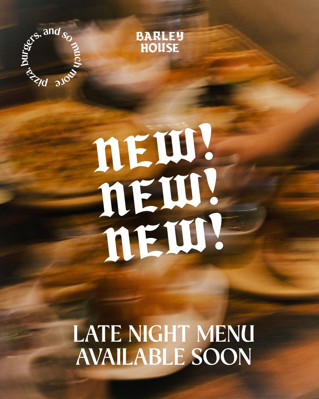 COMING SOON - our full menu will be available late night starting NEXT WEEK!
UPCOMING kitchen hours:
wed + thurs until 12 AM
fri + sat until 2 AM
WINGS, BURGERS, PIZZA, + MORE…UNTIL 2 AM EVERY WEEKEND.
#barleyhouse #latenightfood #cleveland