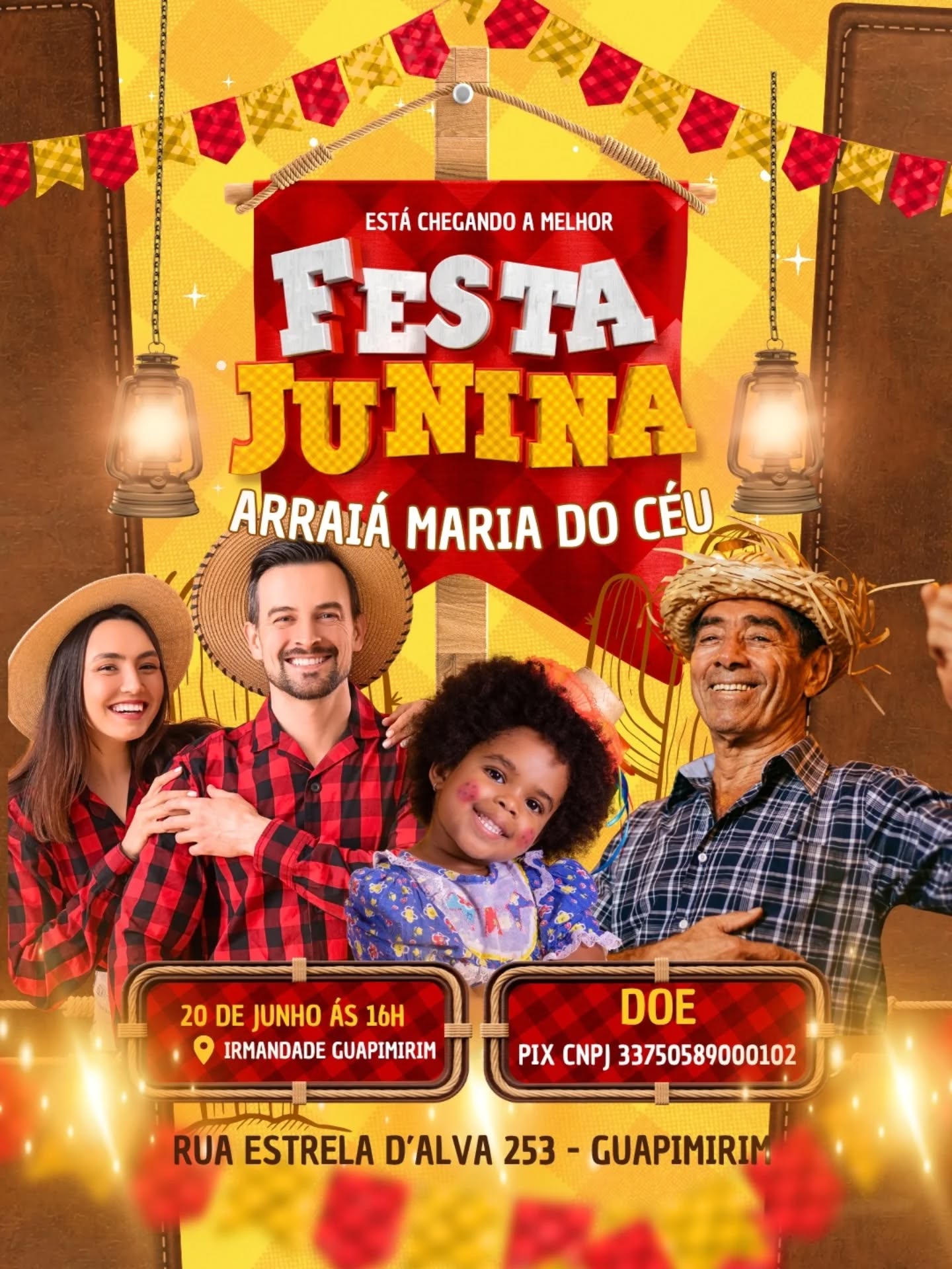 Olá, pessoal, estamos muito felizes em convidar a todos vocês para o nosso tradicional Arraiá Maria do Céu, que acontecerá no sábado, dia 20 de junho, às 16h, no Templo do Sol, na Rua Estrela D’Alva, nº 253 - Guapimirim. Será uma festa junina cheia de alegria, música, dança e comidas típicas para celebrar a nossa fé e a nossa união.
Mas, para que esse evento seja um sucesso, precisamos da colaboração de todos! Você pode nos ajudar de várias formas: doando prendas, bebidas, comidas, ajuda financeira, ajuda braçal ou outros tipos de doação/participação. Toda contribuição é muito bem-vinda e será usada para fazer a nossa festa ainda mais bonita e animada!!!
Se quiser fazer uma doação financeira, você pode usar o Pix CNPJ 33.750.589/0001-02 e enviar o comprovante para o e-mail da Diretoria Administrativa: diretoriaieed@gmail.com. Assim, você estará ajudando a nossa irmandade a manter as suas atividades e a promover a nossa missão espiritual.
Contamos com a sua participação e a sua generosidade! Vamos juntos fazer um Arraiá Maria do Céu inesquecível.
Doações, dúvidas, sugestões ou formas de colaboração, entre em contato com:
Rose Melo (21) 98145-5309 ou
Pâmela (21) 99638-0164