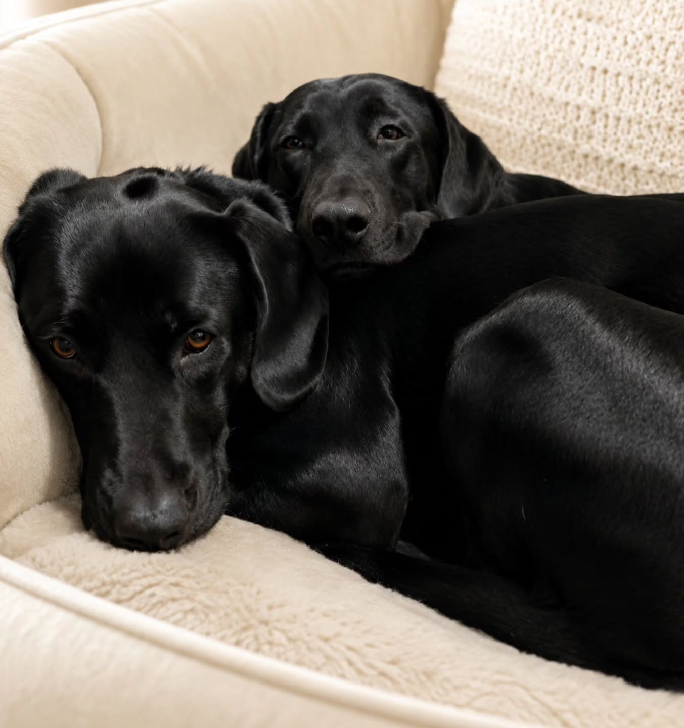 LITTLE JOE (LJ) & MARKIE
4 year old brother and sister
~ 43 and 47 lbs
Good with: Children 10+, dogs; cats unknown
Need: Single family home, physical fence. They are a bonded pair and must be adopted together
House trained? Yes
Crate trained? Yes
Status: In foster
Working on: Overcoming their shyness
Enjoy: The company of other dogs, snuggling together, treats, and chin scratches
Remember Jem and Scout in To Kill a Mockingbird, the brother and sister duo who stuck together through thick and thin? Little Joe (LJ) and Markie have stayed together as strays, orphans, and now foster siblings learning to acclimate to a strange new life. If this were a Hollywood movie, Atticus Finch would tuck them into their little beds and promise to keep them safe all their lives. They are a shy but loving pair who are great in any pack, but need a little time and confidence to bond with their special humans.
DOUBLE THE FUN! LAB RESCUE WANTS TO KEEP BONDED PAIRS TOGETHER. THANKS TO A $100 DISCOUNT AND A GENEROUS DONOR WHO THINKS EVERY LAB DESERVES A HOME OF THEIR OWN, THE ADOPTION FEE FOR THE PAIR IS $350.
Lab Rescue adopts dogs to VA, MD, DC, PA, WV, DE and NC with most dogs fostered in MD or VA. Please complete an application at lab-rescue.org/adopt (please see link in bio). #labrescuelrcp #nobetteroptionthanadoption