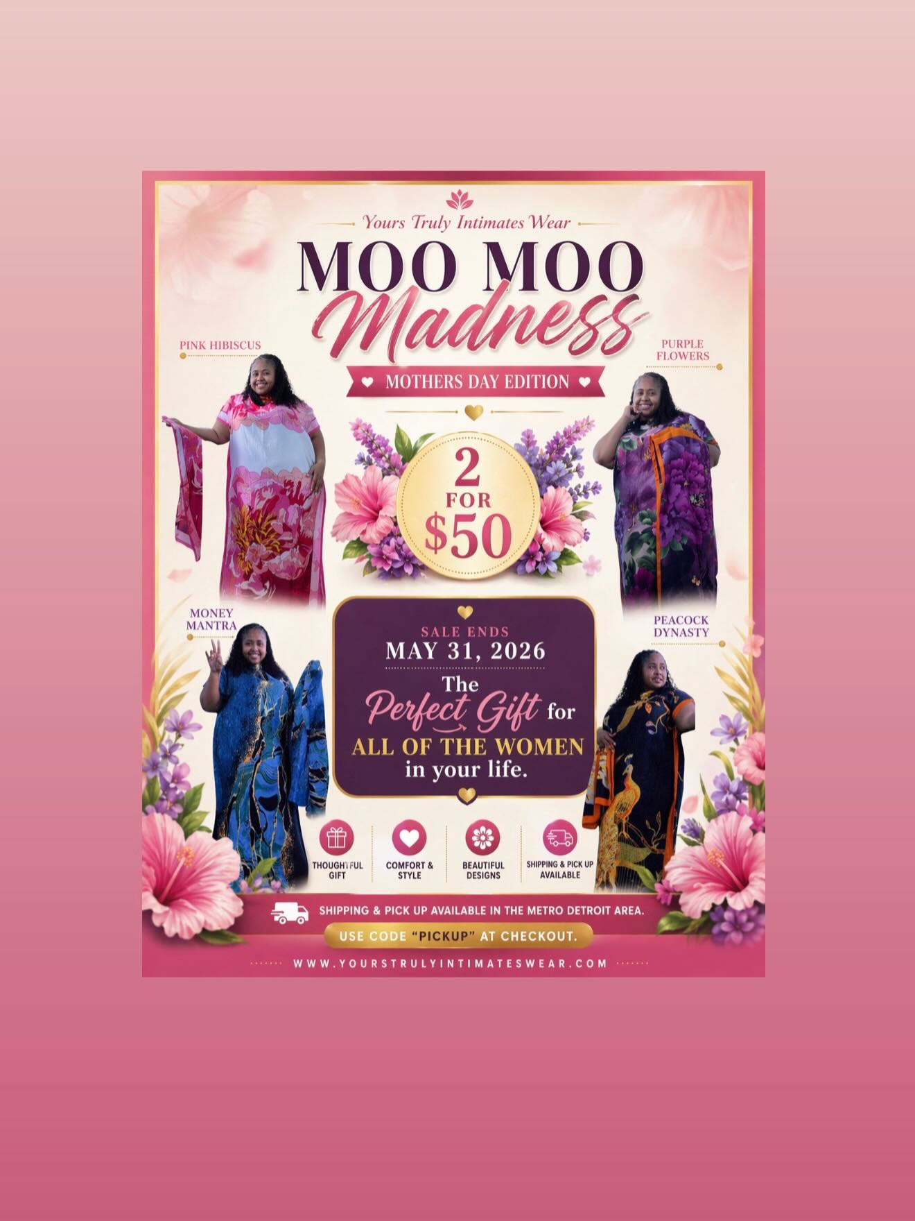 ✨ MOO MOO MADNESS ✨
Your favorite comfy, cute Moo Moos are still on SALE 🛍️💖
Grab 2 for ONLY $50 😱🔥
Don’t wait — this deal ends May 31st, and prices will return to regular price after the sale! ⏰
Treat yourself (or someone special) to comfort and style before it’s too late 💕