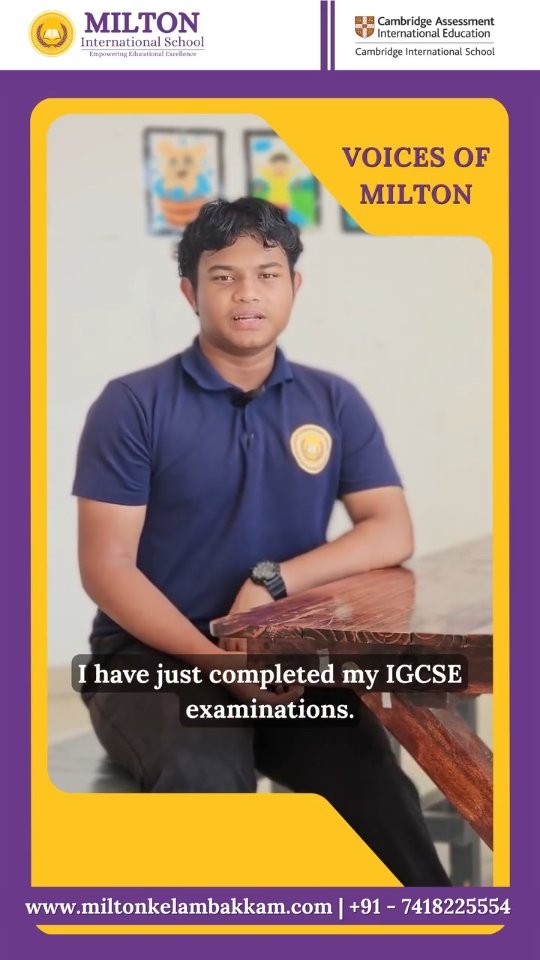 𝐀 𝐒𝐭𝐚𝐫 𝐢𝐧 𝐭𝐡𝐞 𝐌𝐚𝐤𝐢𝐧𝐠 | 𝐇𝐈𝐑𝐄𝐍 𝐊𝐔𝐌𝐀𝐑 𝐀
We are overjoyed to celebrate the wonderful achievement of Hiren Kumar A — who secured an A in the IGCSE examinations!
Hearing Hiren speak about his journey, his experiences, and his aspirations is a moment that reminds us why we do what we do — nurturing young minds into confident, capable, and future-ready individuals.
Your dedication and perseverance have made the entire Milton International School community incredibly proud, Hiren. This is just the beginning of a brilliant journey ahead!
"Milton International School — because your child deserves nothing but the best."
#IGCSEResults #VoicesofMilton #MiltonInternationalSchool #CambridgeEducation #StudentAchievement #Kelambakkam #Chennai
