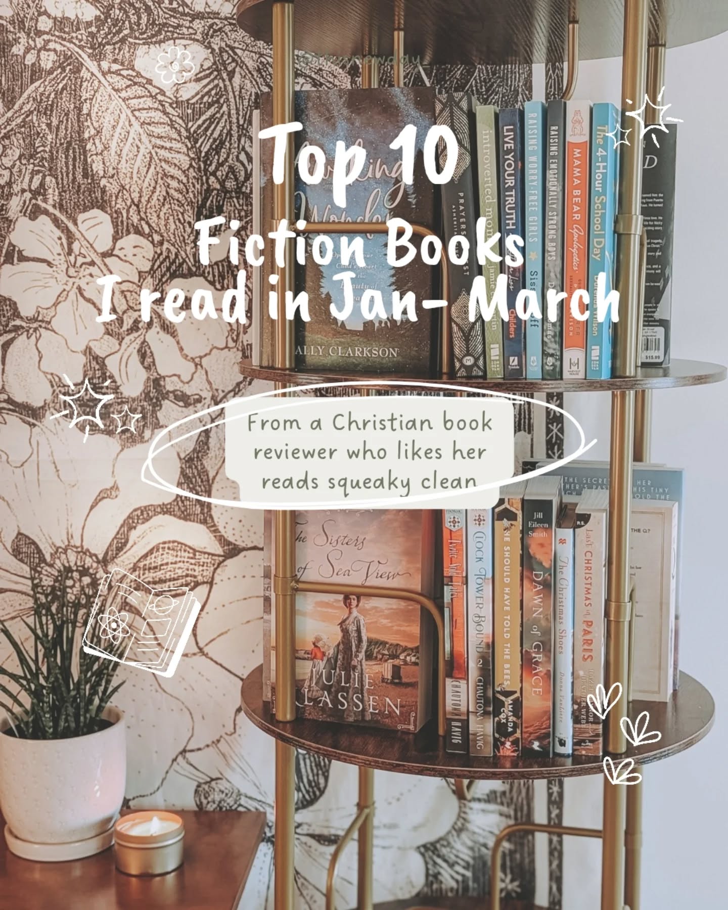 β¨ Top 10 fiction from the first quarter of the year
This year I found some new-to-me authors which I'm very excited about including Sian Ann Bessey and Sarah M. Eden. π
Also, the fiction I recommend here on my page has no spice and is squeaky clean. I do share full book reviews and content considerations for each book I read and you can find them in my story highlights.
ππ½ I'd love to hear your favorites from the first quarter!
* I apologize, the Come Down Somewhere is not a BBC TV show. Somehow I missed changing that in my slide. π«£
.
.
.
.
#cleanfiction #fictionforwomen #fictionbooks #christianbooks #nospice
christian book reviewer | homeschool mom | stay at home mom | clean fiction | no spice books | squeaky clean books | books for women | Christian fiction | clean fiction