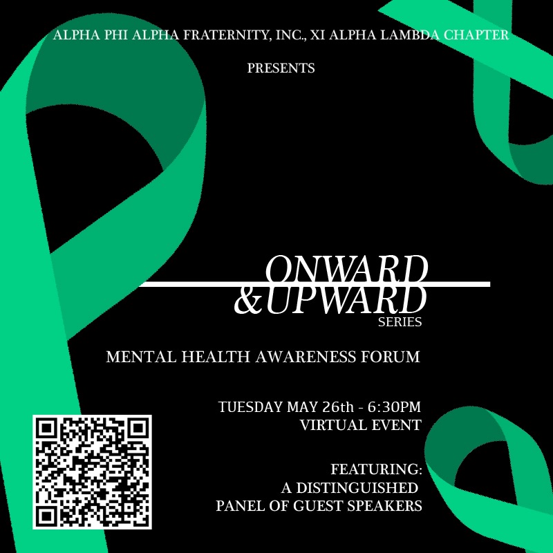 In these uncertain times, we could likely all use a mental check-in! Join us in a safe space with experts to address this important topic.
In celebration of Mental Health Awareness Month, the Brothers of the Xi Alpha Lambda Chapter of Alpha Phi Alpha Fraternity, Inc. invite you to join in a productive conversation about the importance of transparency and being proactive in managing issues of mental health. This virtual forum with feature a panel of distinguished guests who will help to facilitate this important conversation. All are welcome.
#AlphaPhiAlpha #XiAlphaLambda #590 #MentalHealthAwareness #HouseOfAlpha