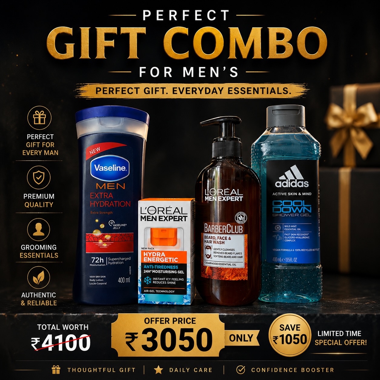 Upgrade his grooming game with the perfect premium combo 🔥✨
Everything a man needs in one powerful gift set 💙
💰 Total Worth: ₹4100
🔥 Offer Price: ₹3050 Only
✔️ Premium Imported Products
✔️ Everyday Grooming Essentials
✔️ Perfect Gift for Men
Limited time offer ⏳
DM now to order 📩
#importedheaven #boys #panipat #ipl #beauty