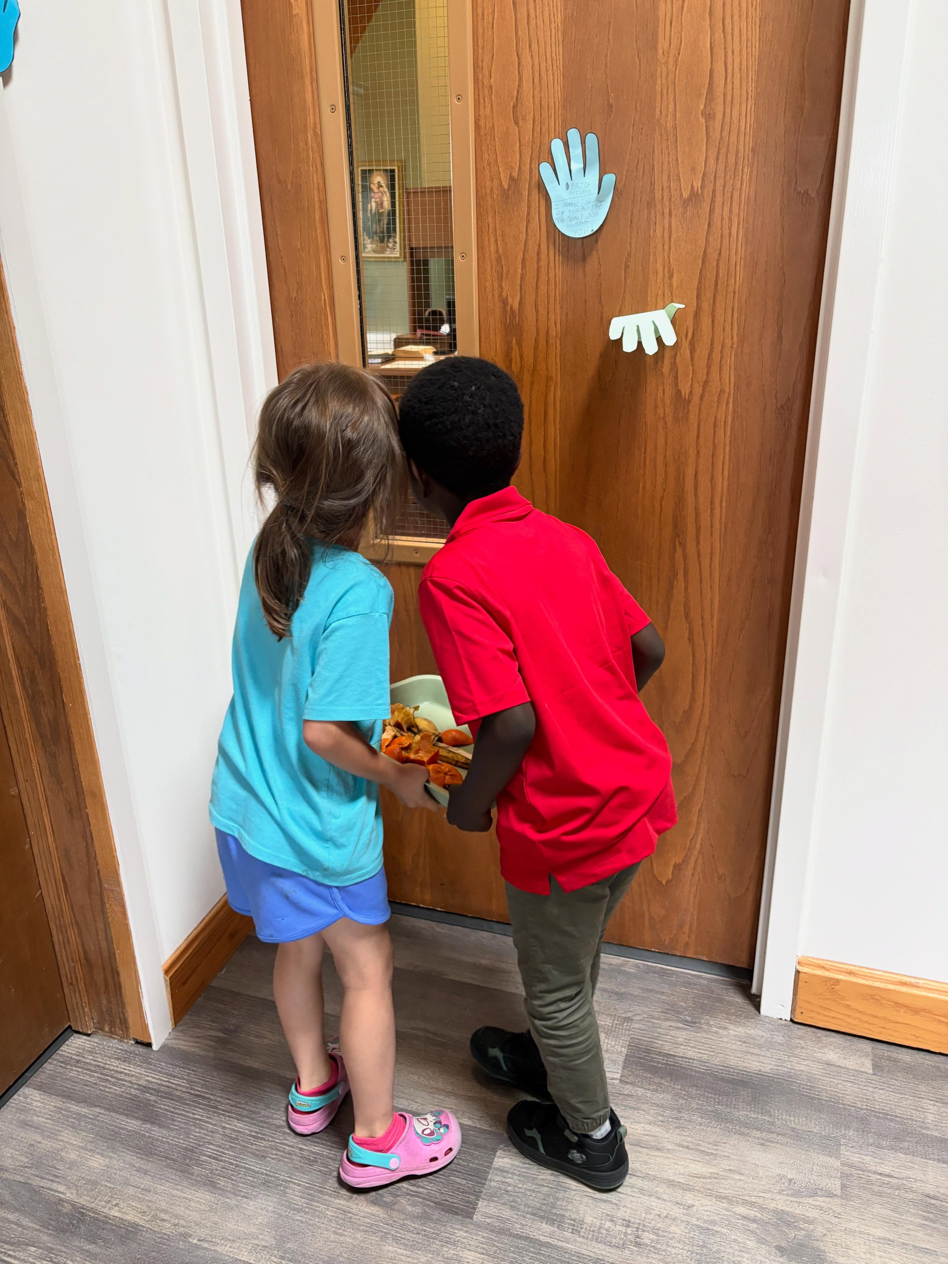 Students in our kindergarten class have been diligently bringing lunch remnants to Pastor Westra for his compost pile. As our school year winds down, this is one of the many interactions that has us feeling very grateful to God!