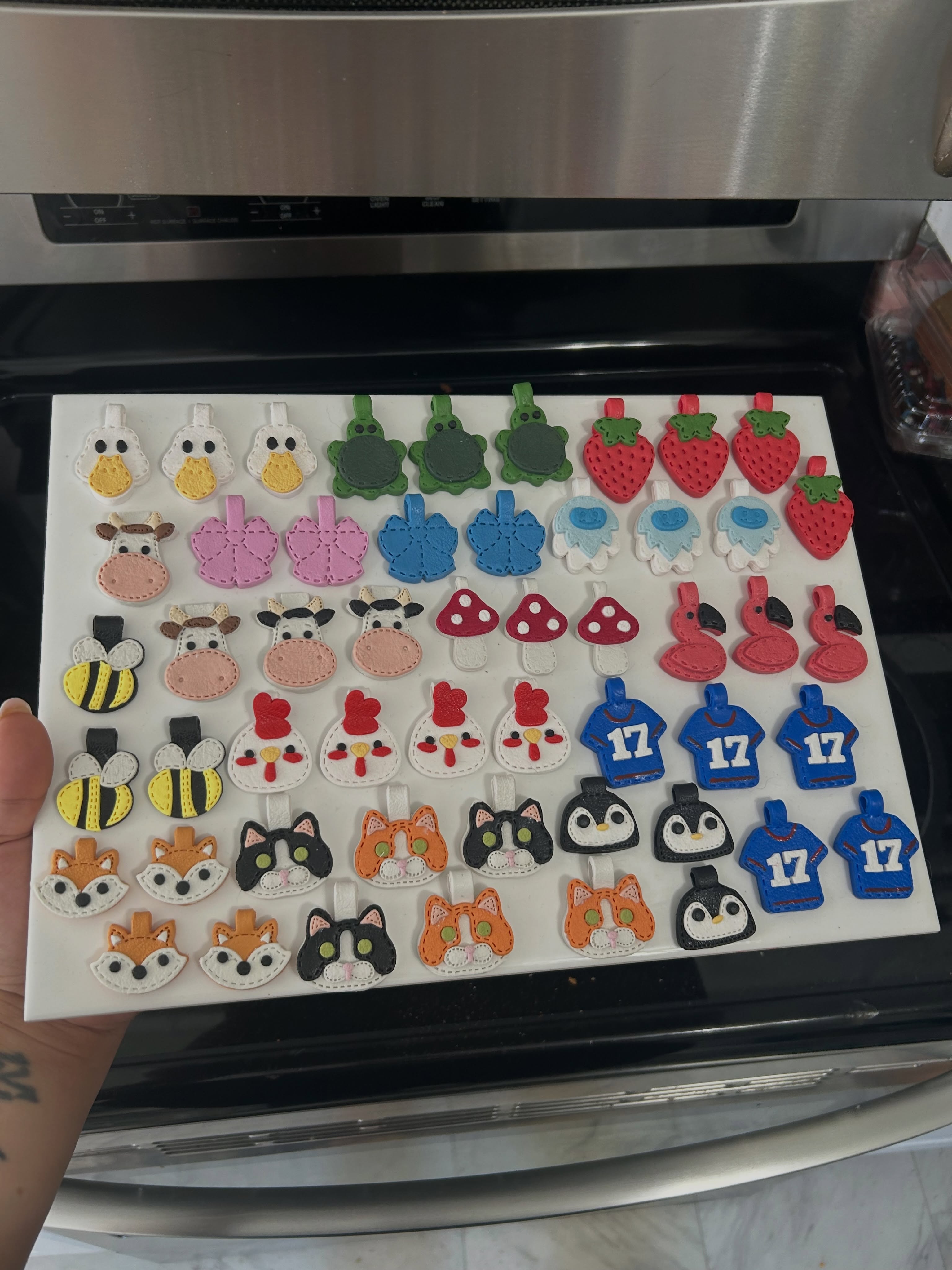 New faux leather polymer keychains ready for the oven! Can’t wait to share them with you this weekend :)