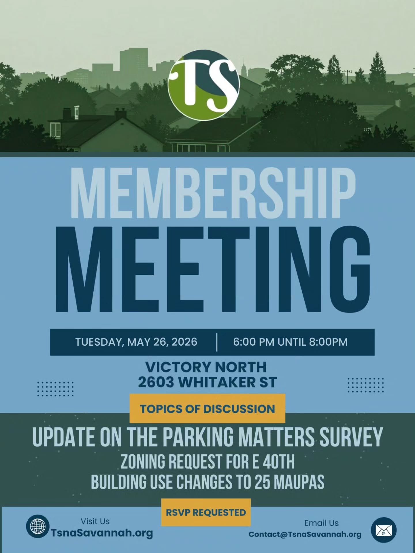 Join us Tues May 26th for our membership meeting. We got a full agenda! 6-630 grab a cocktail and mingle with your neighbors. 630p the meeting starts. Rsvp link in our story. See ya then!