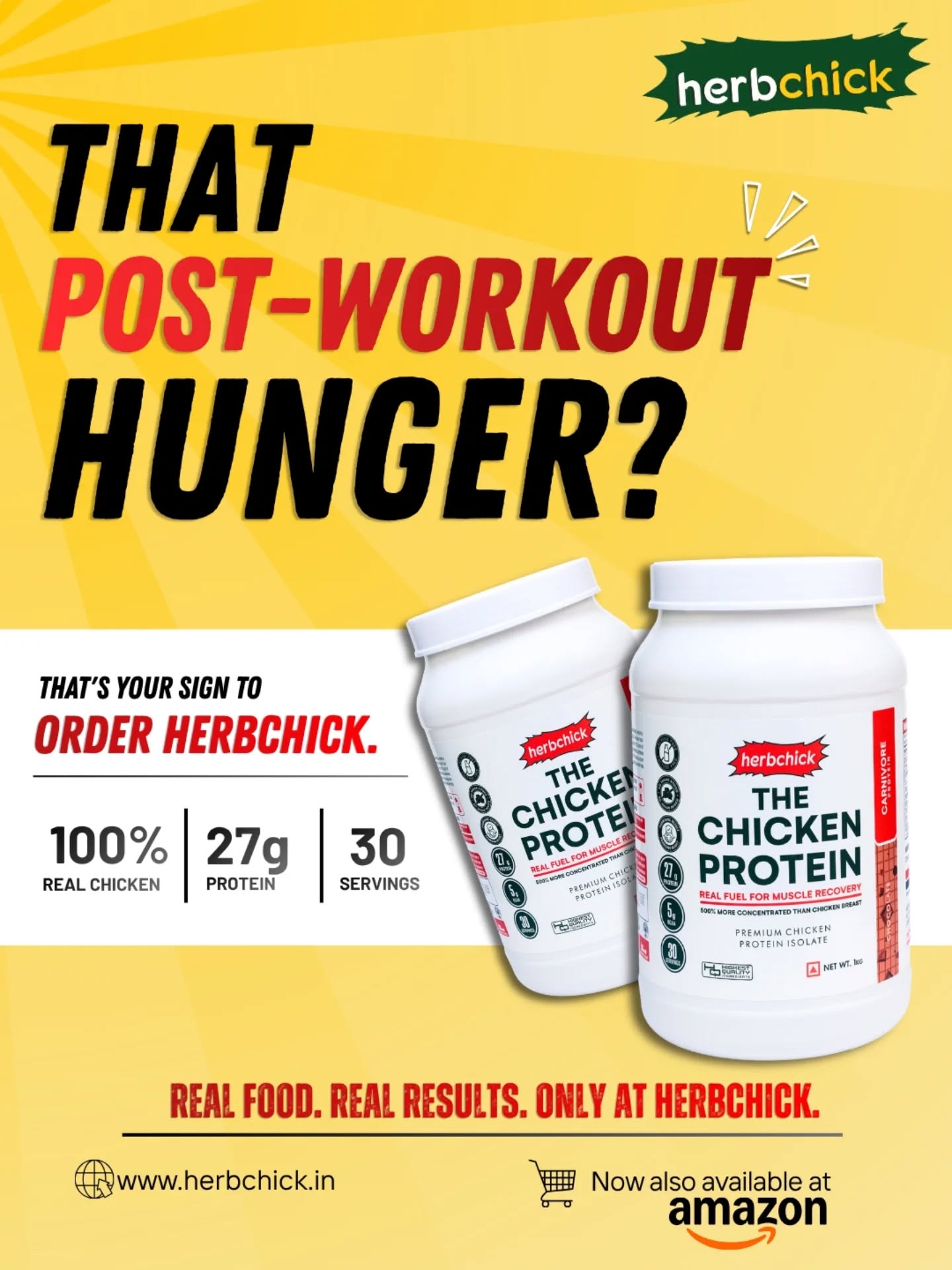 That post-workout hunger hitting hard? 🍗💪
Fuel your recovery the smarter way with HerbChick’s Chicken Protein Isolate, made with 100% real chicken, packed with 27g protein, and crafted for real results.✨
No boring shakes, no compromise, just clean nutrition that powers your workouts and keeps you going stronger every day.
🌐 Order now at: herbchick.in
🛒 Also available on: Amazon India
(Chicken Protein, Post Workout Nutrition, Muscle Recovery, High Protein Diet, Fitness Fuel, Lean Muscle,Clean Protein, Gym Nutrition,Fitness India)
#HerbChick #ChickenProtein #PostWorkout #FitnessFuel
