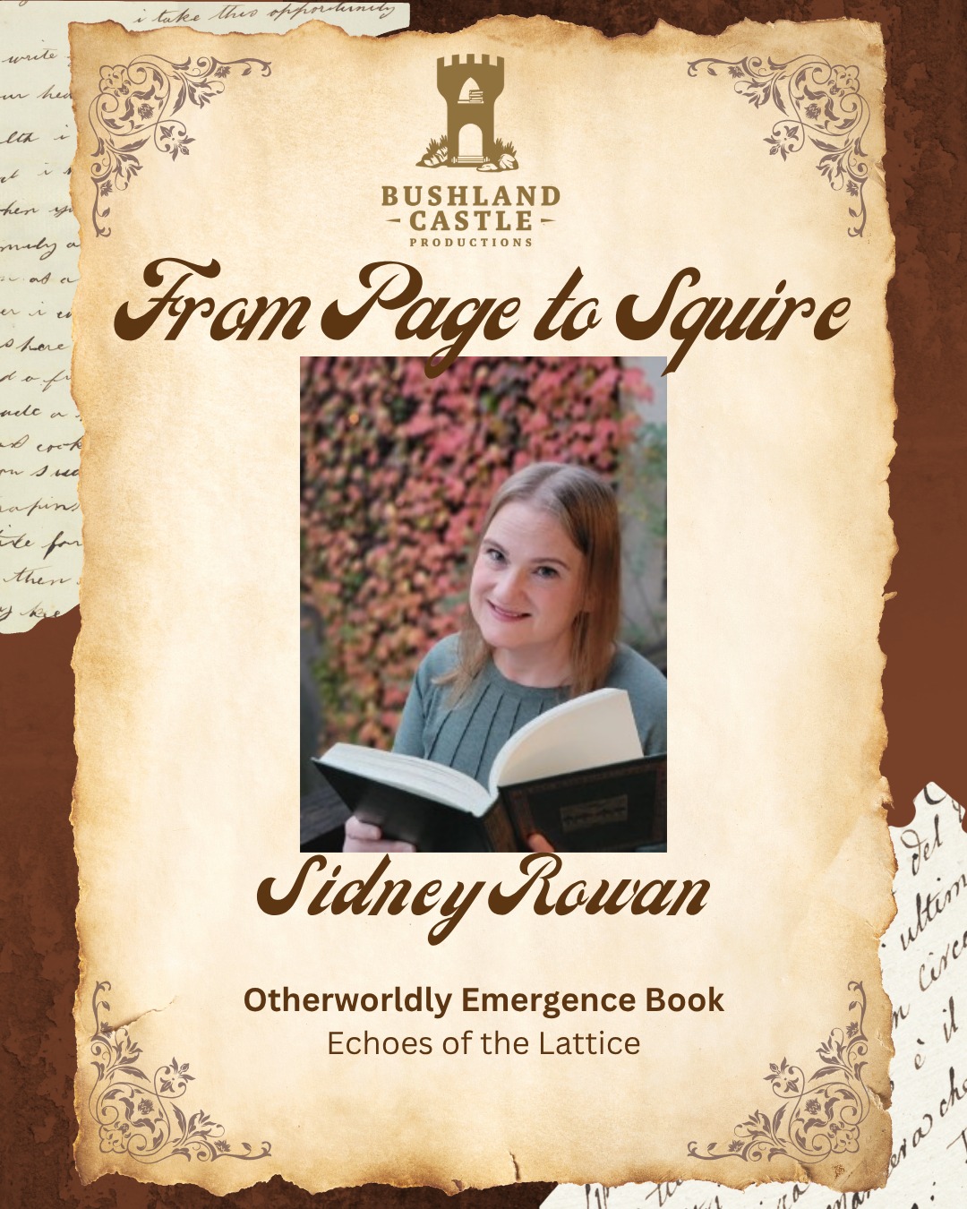 I was fortunate enough to meet Sidney through another writing group and I hoped that we would be able to build on that friendship. When she applied for the Otherworldly Emergence series I was blown away by the well considered and immersive world she has created.
If would would like to know more about the series, make sure you check out the website.
https://www.bushlandcastleproductions.com/publishing/owe