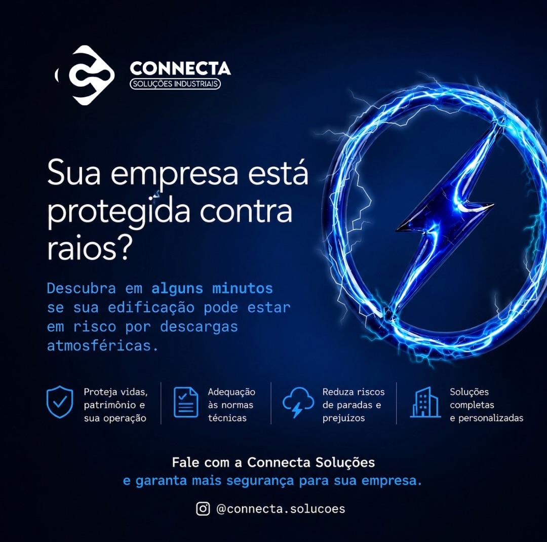 ⚡ Sua empresa está preparada para enfrentar descargas atmosféricas?
A segurança da sua edificação vai além da estrutura: ela protege pessoas, patrimônio e a continuidade da sua operação. Em apenas alguns minutos, descubra se sua empresa está protegida e evite riscos que podem gerar prejuízos inesperados.
Conte com a Connecta Soluções para projetos e soluções seguras, eficientes e alinhadas às normas técnicas. 💡
#connectasoluções #spda #segurançaelétrica #engenharia #proteçãocontraraios