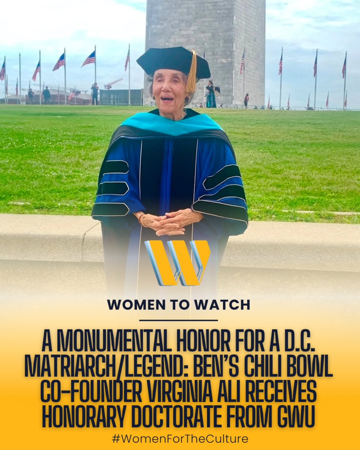 History, community, and an enduring legacy. Today on the National Mall, George Washington University bestowed an honorary Doctor of Public Service upon Virginia Ali, the legendary co-founder of Ben’s Chili Bowl.
At 92 years young, "Mom"/"Momma Ali" continues to serve as the steady heartbeat of Washington, D.C., recognized today not just for her historic entrepreneurship, but for nearly seven decades of radical hospitality, community leadership, and unwavering dedication to the spirit of the U Street Corridor.
Congratulations to Dr. Virginia Ali!!! 👑🎓✨
✍️🏾 @montagepr
#DCorNothing #benschilibowl #commencement