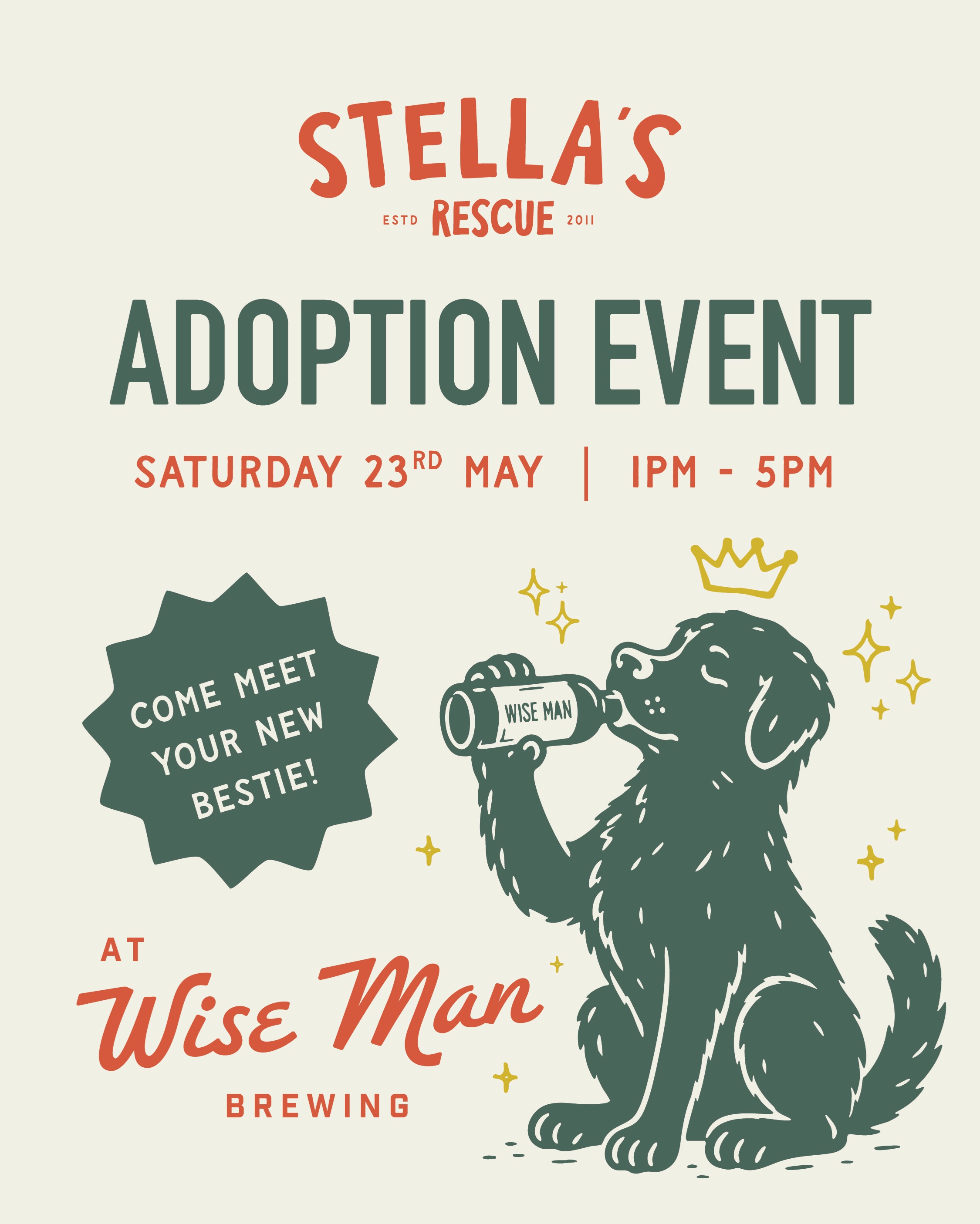 Your future best friend is hanging out at Wise Man Brewing this Saturday... and they’re hoping you show up.
Join Stella’s Rescue on Saturday, May 23 from 1PM–5PM at Wise Man Brewing to meet some of our adoptable dogs and cats. Whether you're looking to adopt, foster, volunteer, or just get your weekly dose of tail wags and purrs, we'd love to see you there.
We'll have some amazing animals ready to steal your heart, rescue merch available, and plenty of volunteers happy to answer questions about adoption and fostering.
Come grab a drink, say hello, and maybe leave with a new best friend.
Wise Man Brewing
Saturday, May 23
1PM–5PM
Tag a friend who "isn't looking for another pet" but definitely needs to come anyway.
#StellasRescue #AdoptDontShop #WinstonSalem #WiseManBrewing #RescueDog #RescueCat #DogAdoption #CatAdoption #FosterSaveLives #NorthCarolinaRescue