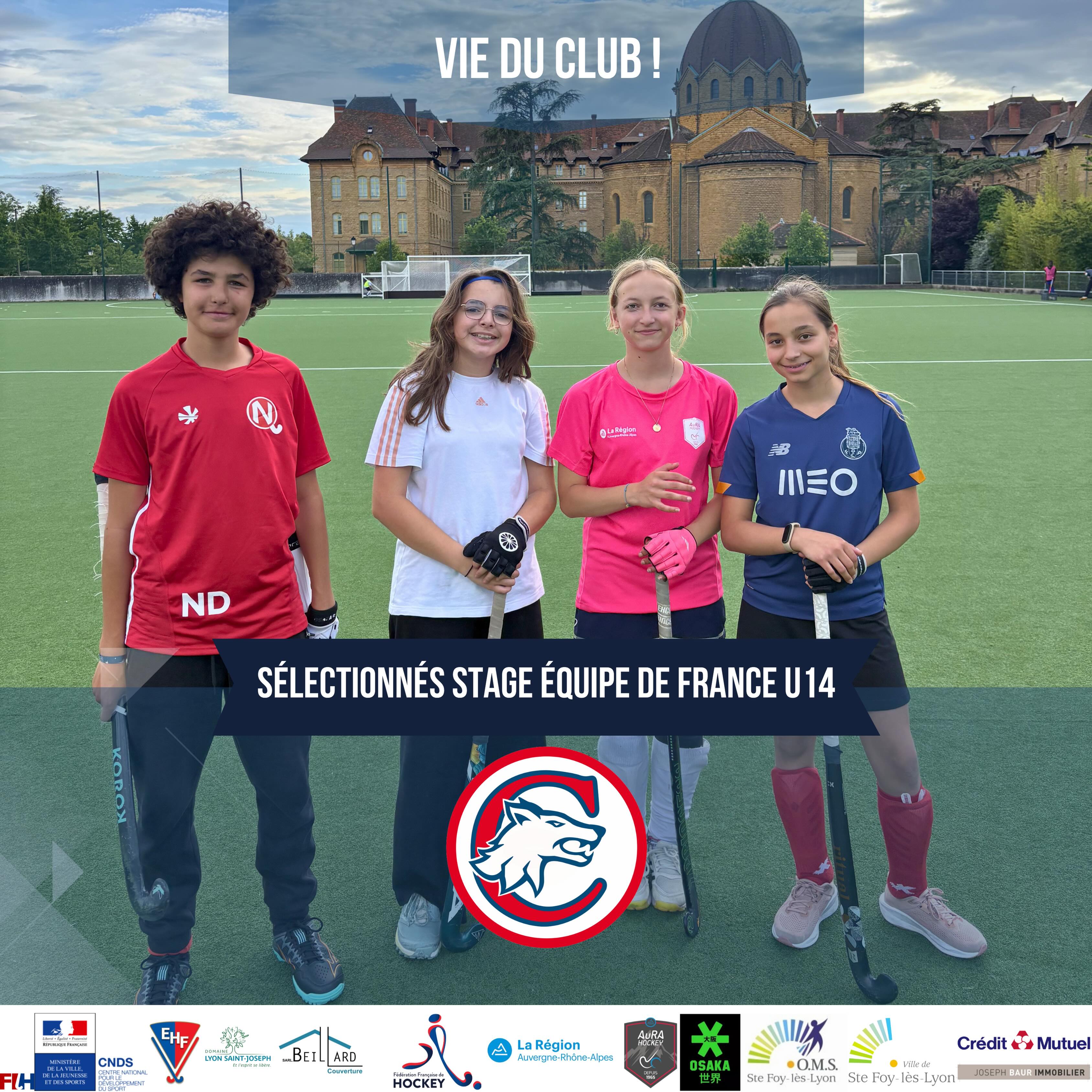 Sélection : La formation du HC Charcot brille au niveau national ! 🏑🇫🇷
C’est une immense fierté pour l’ensemble du Hockey Club Charcot. Quatre de nos espoirs U14 ont été retenus par la Fédération Française de Hockey pour participer aux stages d’excellence nationaux.
Féminines : Cap sur le stage « Ambition Bleues » à Dunkerque
Félicitations à Eline Dalstein, Luce Brenier et Héloïse Colin ! Nos trois joueuses participeront à ce second rassemblement du 22 au 25 juin 2026.
Ce stage regroupera les meilleures joueuses françaises de la catégorie pour 4 jours d’immersion dans le haut niveau. Au programme : travail intensif (physique, technique, tactique, mental), deux entraînements quotidiens et des ateliers spécifiques « finition » avec la possible intervention de joueuses de l’équipe de France Olympique.
Masculins : Noam Daval appelé chez les Bleus
La réussite est totale avec la sélection de Noam Daval, qui intègre lui aussi les rassemblements fédéraux masculins afin de poursuivre son développement vers le plus haut niveau.
Ces convocations récompensent la qualité de la formation dispensée au HCC et le travail de nos éducateurs. Tout le club est derrière vous.
Portez haut nos couleurs ! Allez Charcot ! 🐺🇫🇷 @allwaysport @aura_hockey @stefoyleslyon @domainelyonstjoseph @beillard_couverture @creditmutuel @osakafrance @josephbaurimmobilier
