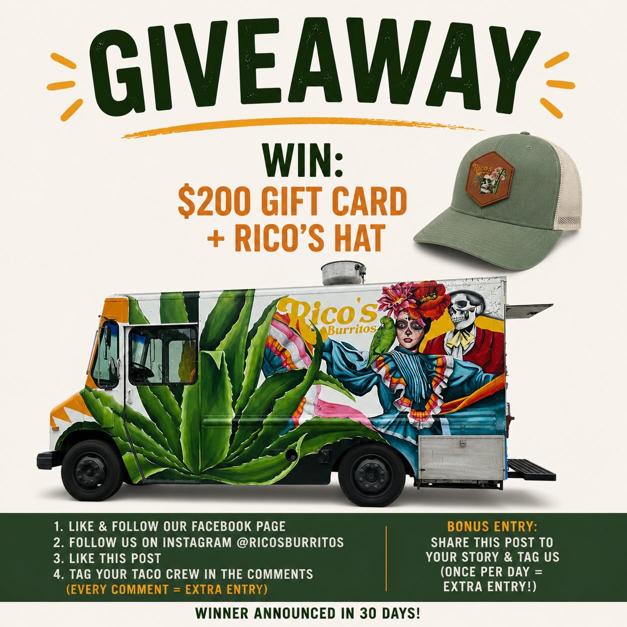 🚨🌮 RICO’S BIG SUMMER GIVEAWAY 🌮🚨
You guys have been showing us so much love lately, so we wanted to do something fun to kick off the (almost)summer 👀🔥
🎉 ONE WINNER GETS:
💵 $200 Rico’s Gift Card
🧢 Rico’s Hat & Swag
HOW TO ENTER:
✅ Follow us on Facebook
✅ Follow us on Instagram
(must follow both pages to enter)
✅ Like this post
✅ Tag your taco crew in the comments
(Every comment = extra entry 👀)
🔥 BONUS ENTRIES:
Share this post to your story & tag us for a bonus entry
AND you can do it once per day for extra entries 👀🌮
(If you don’t tag us, we can’t see it!)
We’ll let this run for ONE FULL MONTH and announce the winner at the end 🎉
And honestly… if this blows up enough, we’ll probably throw in random surprise giveaways during the month too 👀🌮
Thank you guys for all the support lately. The growth, the lines, the sold out days… it’s been wild ❤️
Now go spam the comments with your taco people 😂👇#giveaway #foodie #tacos