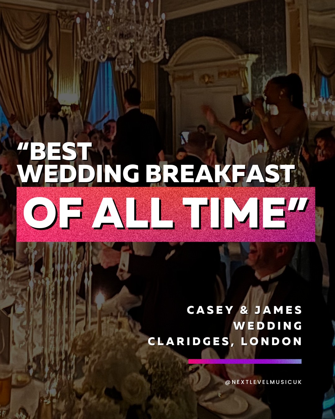 "All I can say is WOW"
Casey and James trusted Next Level to bring their vision to life at their luxury wedding at @claridgeshotel in London - and what a wedding it was! 🥳
The team at Claridge's are incredible - we're looking forward to our next wedding at the iconic London venue!
#ClaridgesWedding
#ClaridgesLondon
#LondonWeddingBand
#LuxuryWeddingBand
#bestweddingband