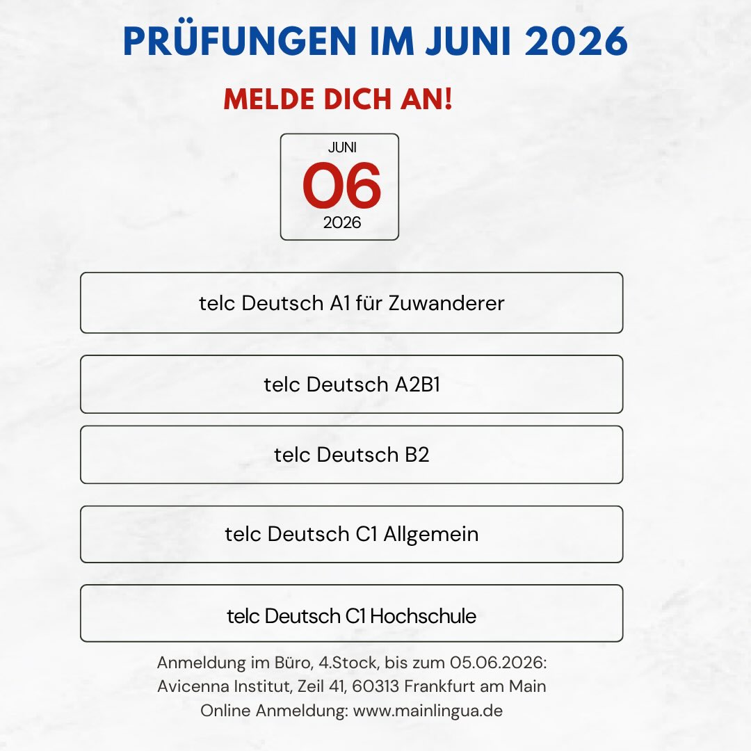 Im Juni finden wieder die telc Prüfungen statt- sichere dir jetzt deinen Platz! 😊